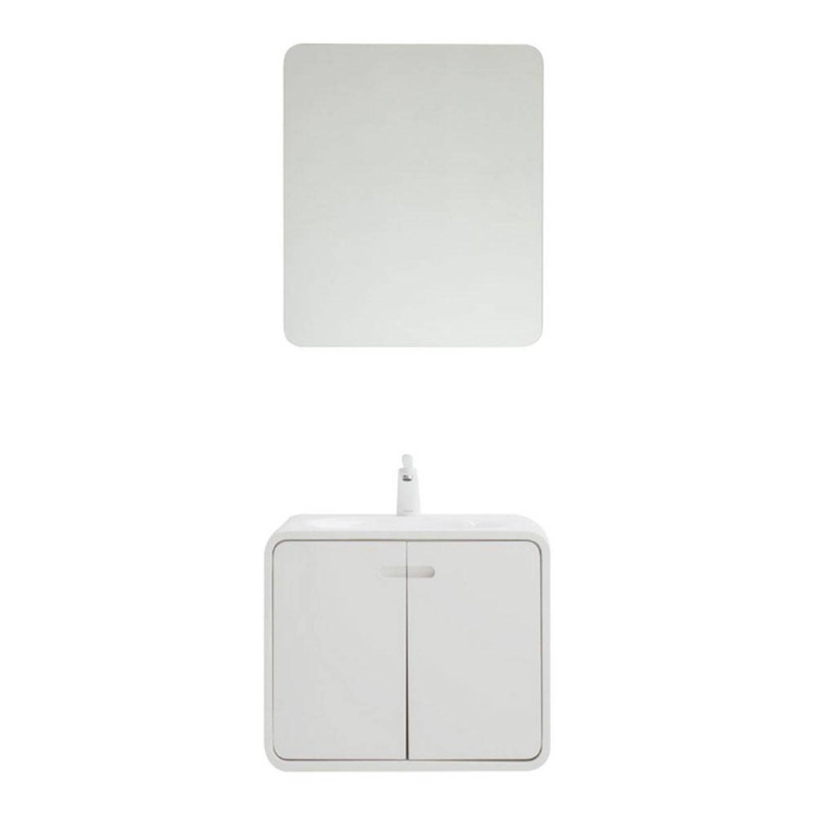 Vanity Atenas 60x40cm Prtas Crre Lento, Lvabo Blnco Y Espejo 