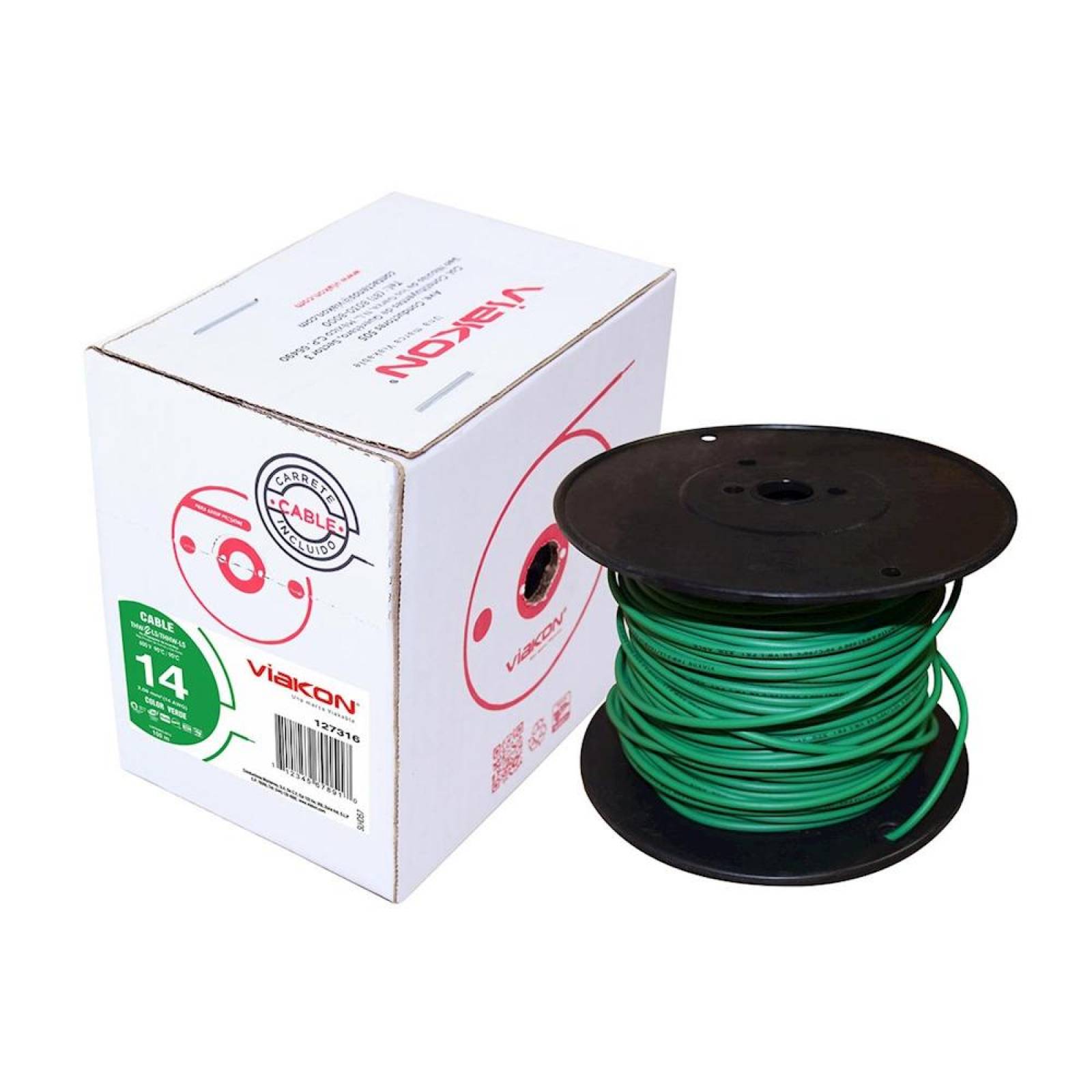 Cable Thw-2-ls/thhw-ls Calibre 14 Verde 100 M Viakon 