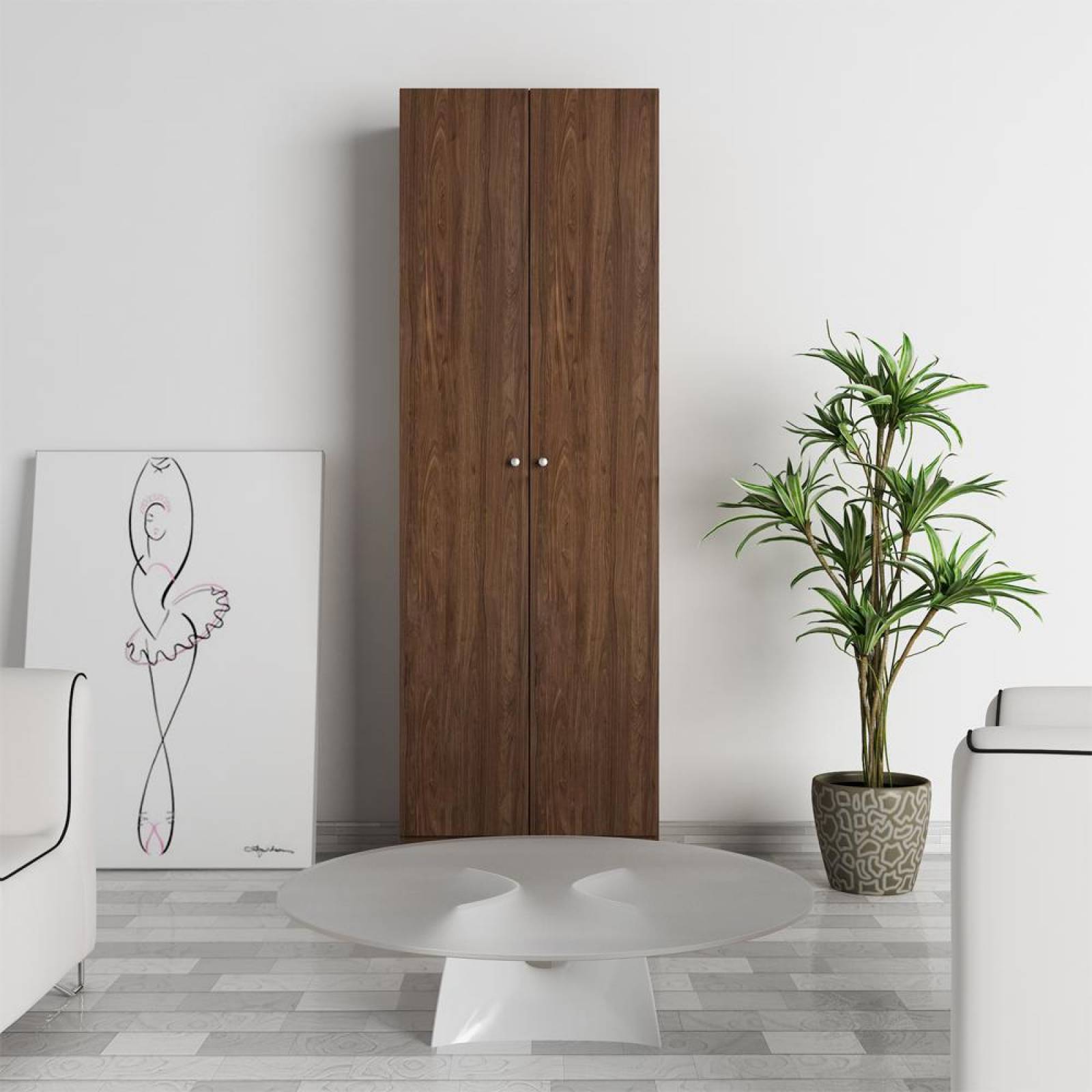 Estante Multiusos Nogal Y Lino Capelli 60x30x180 Cm 