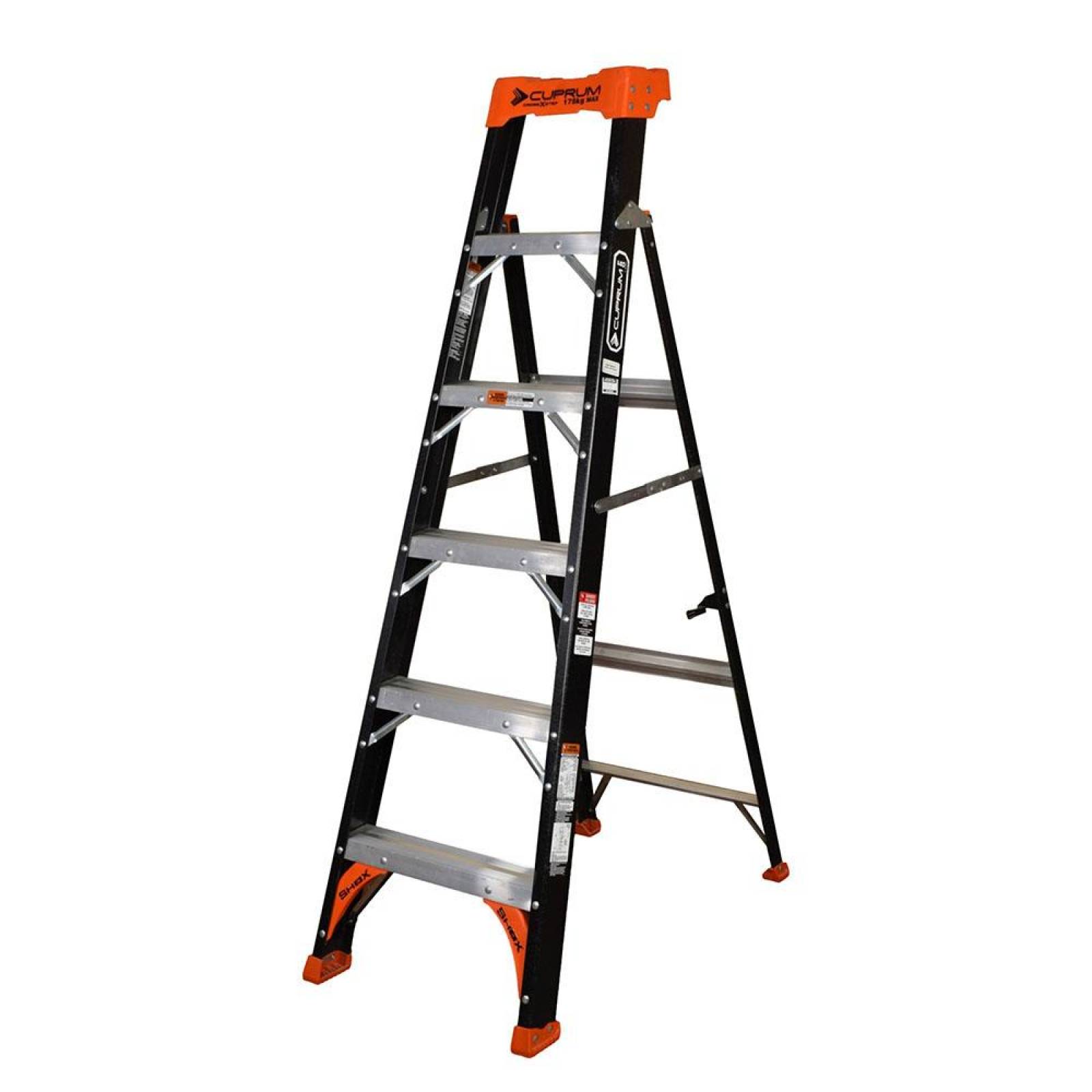 Escalera Cross Step 2en1 De Fibra Vidrio 161cm 5 Peldaños 