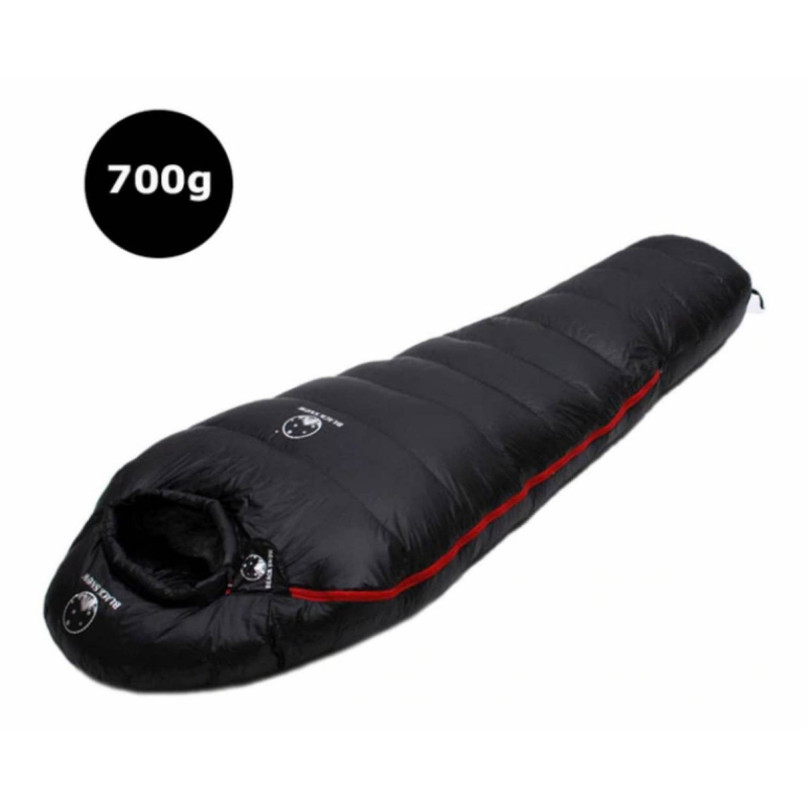 Sleeping Bag Black Snow 700g Bolsa Dormir -5c Relleno Pluma De Ganso Temperaturas Frias Campismo Ex Negro
