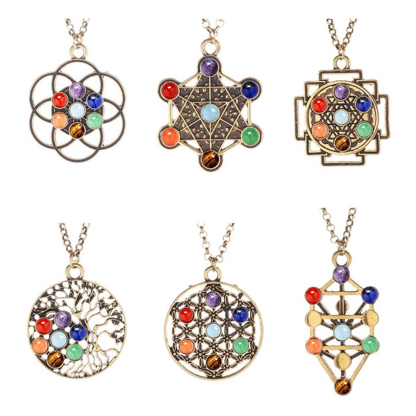 Collar Energético Con Dije 7 Chakras J-029 MODELO 12