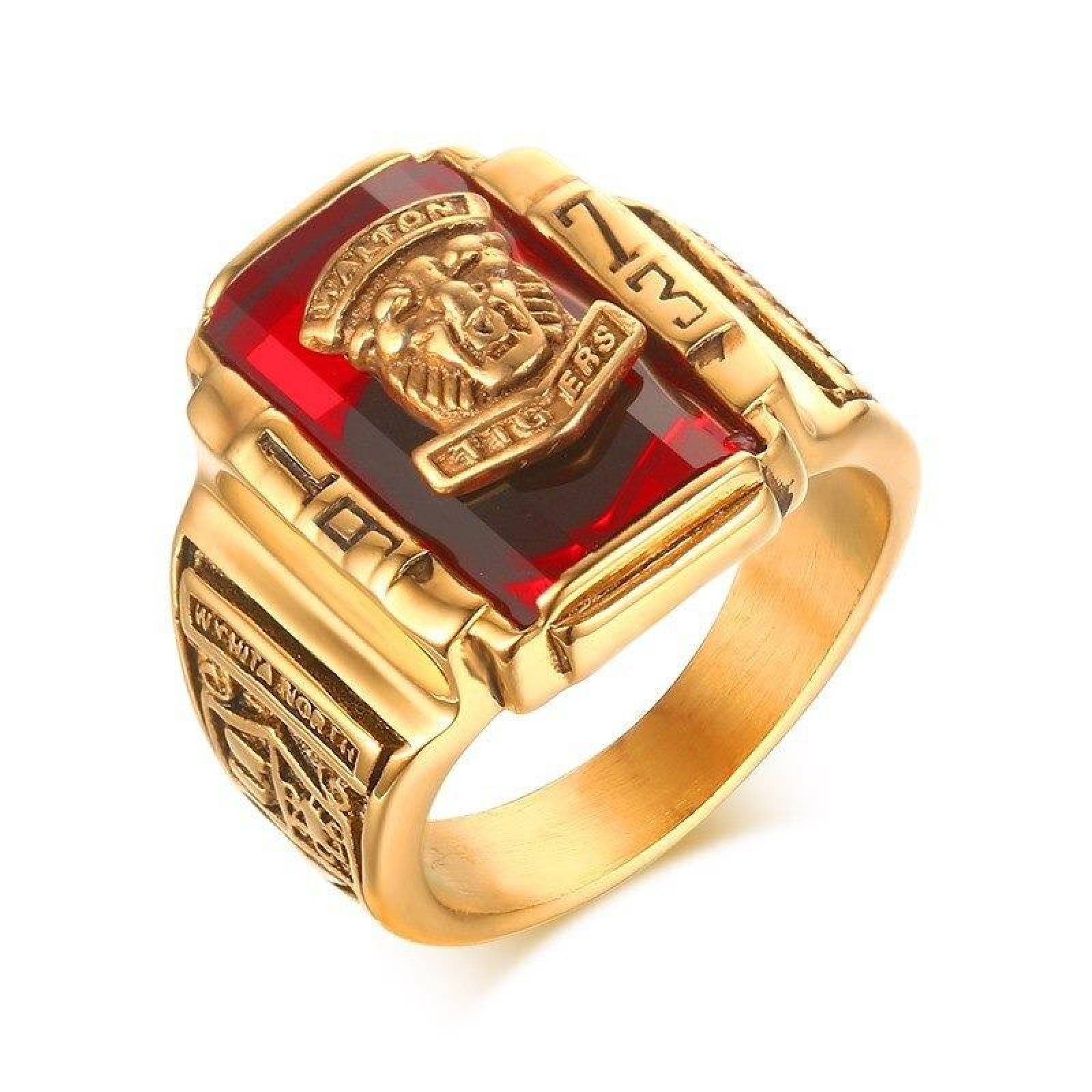 Anillo tigre metal dorado piedra vintage hombre A-221