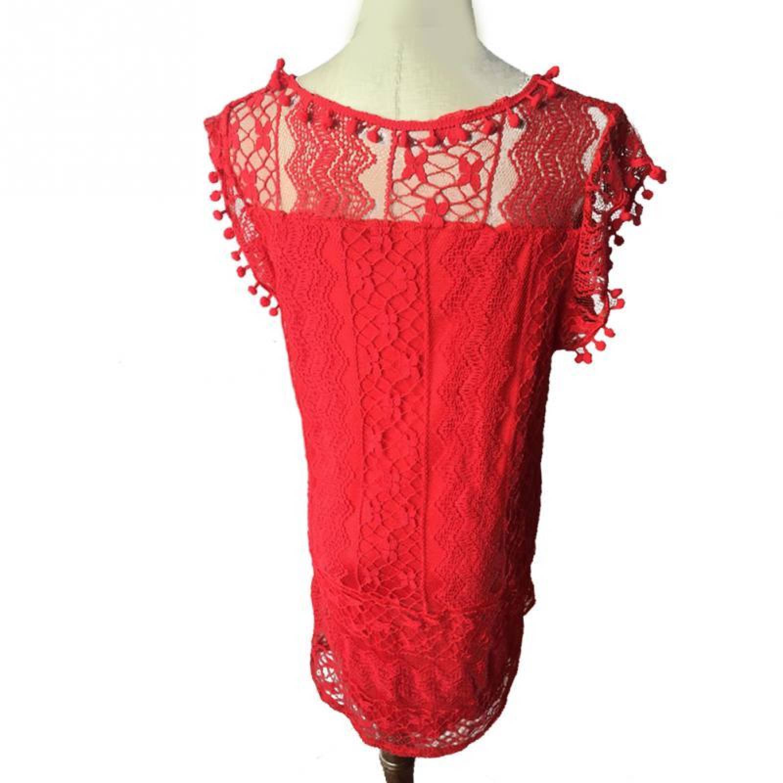 Vestido Casual Verano Sin Mangas De Encaje J-068 