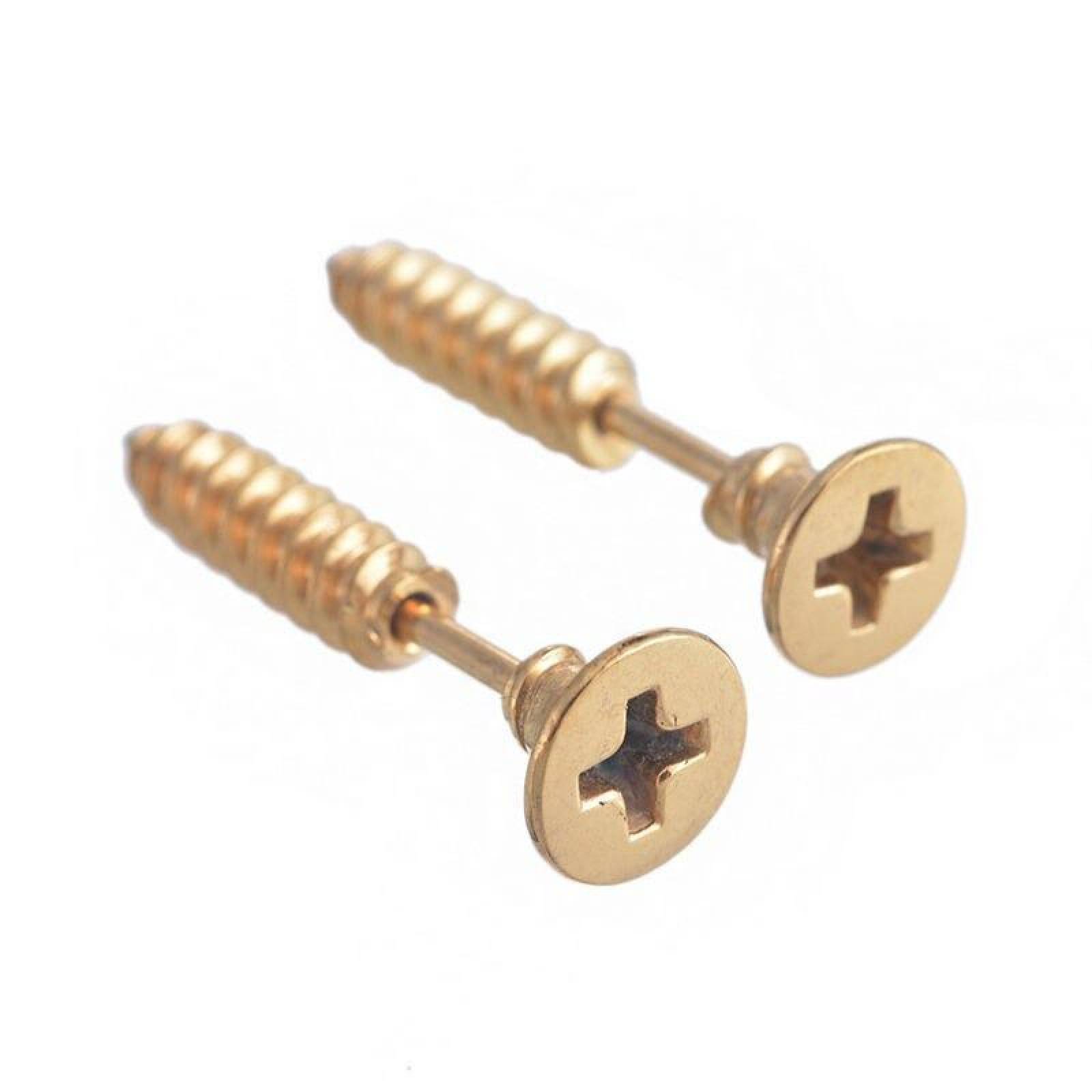2 aretes par piercing tornillo hombre y mujer A-272 Dorado