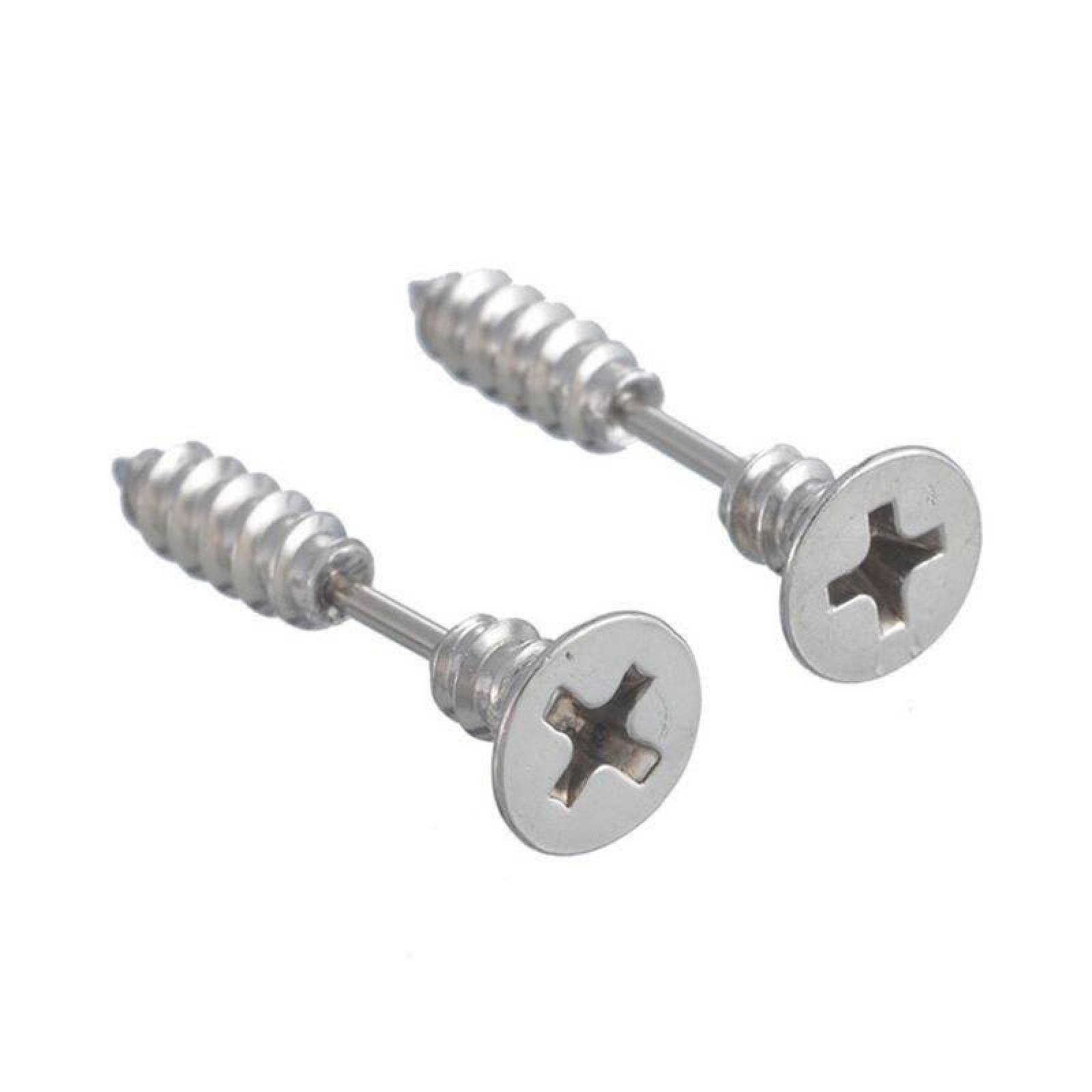 2 aretes par piercing tornillo hombre y mujer A-272 Plateado