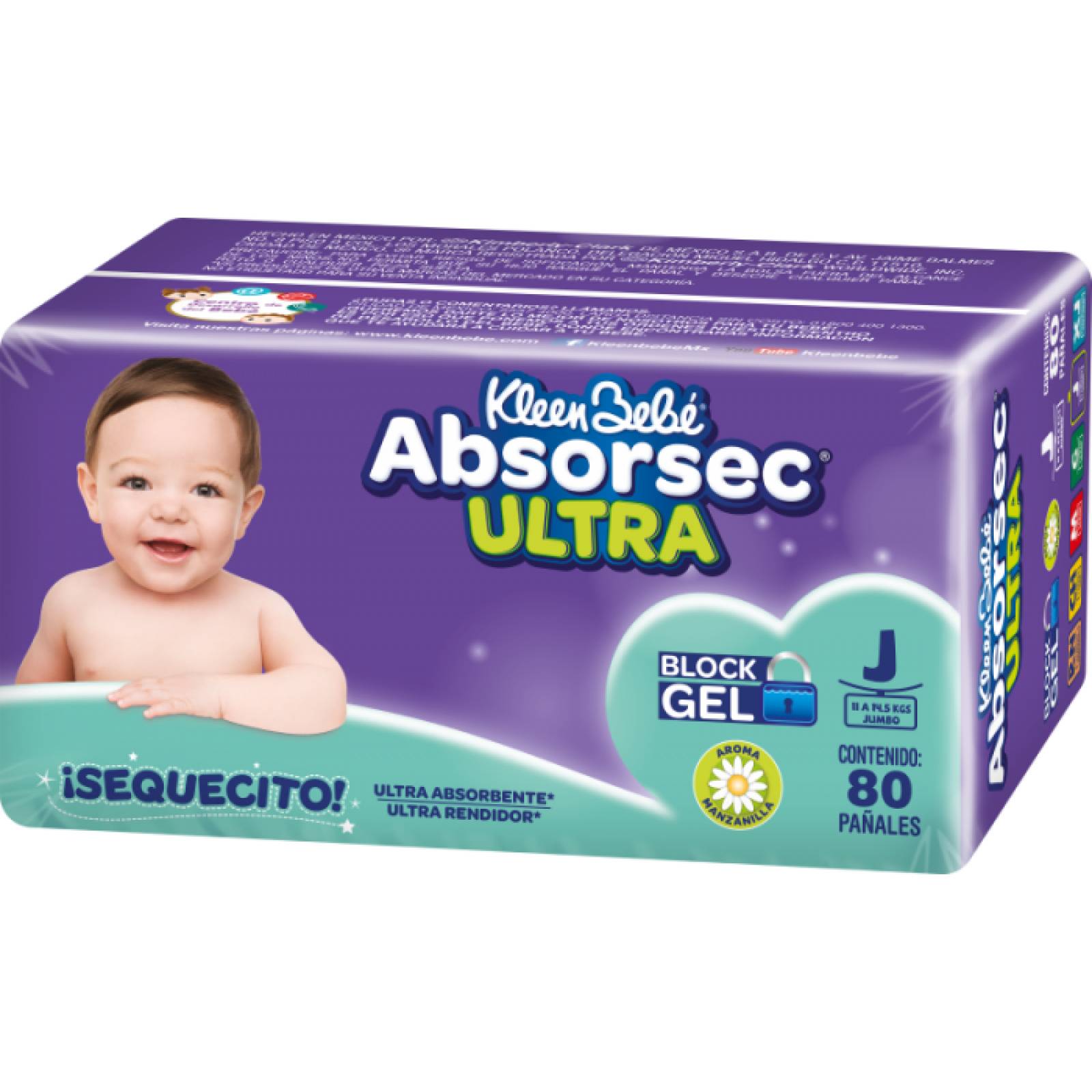 Pañales Absorsec Jumbo Et 5 80 pz 