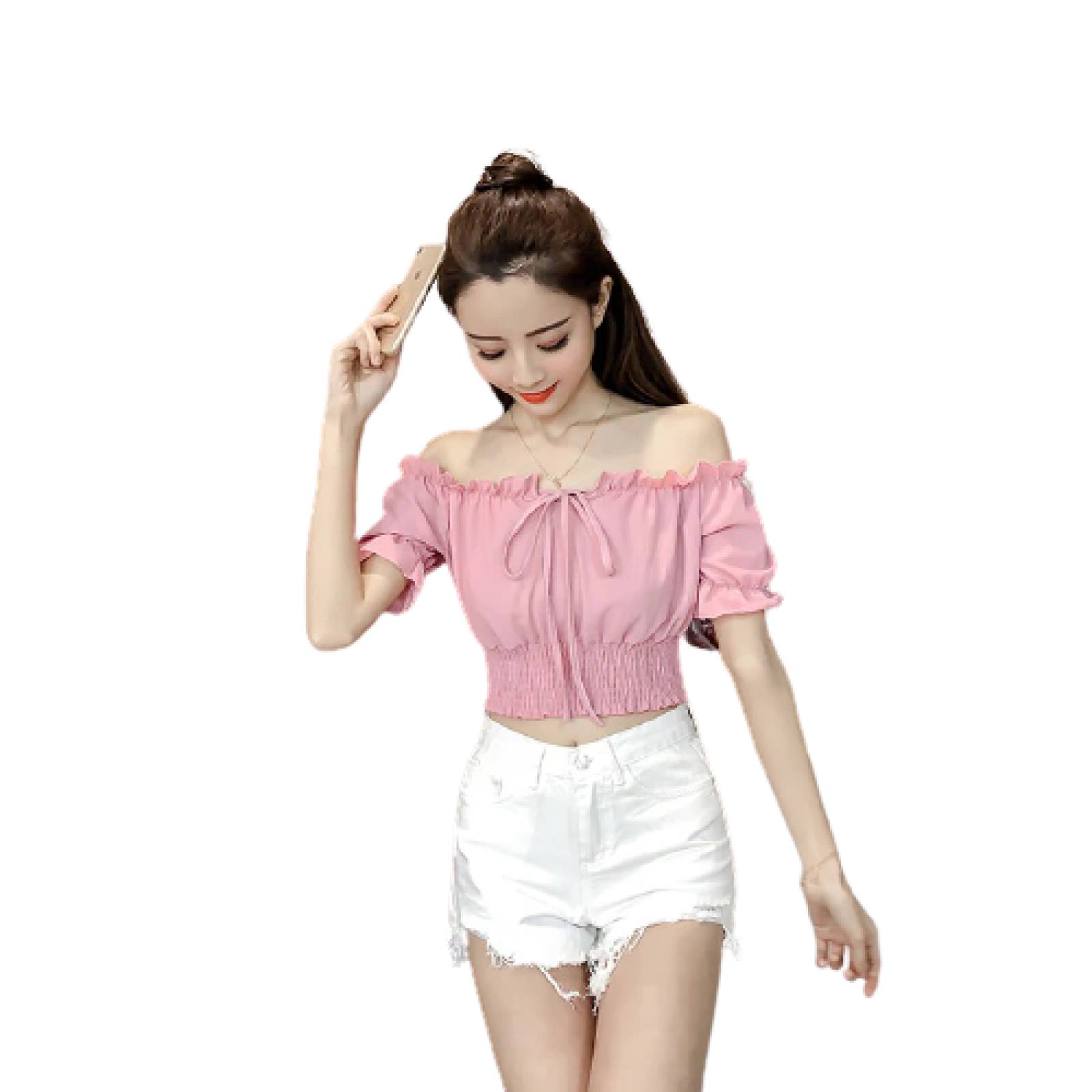 Blusa Para Mujer Hombros Descubiertos Manga Corta M-100