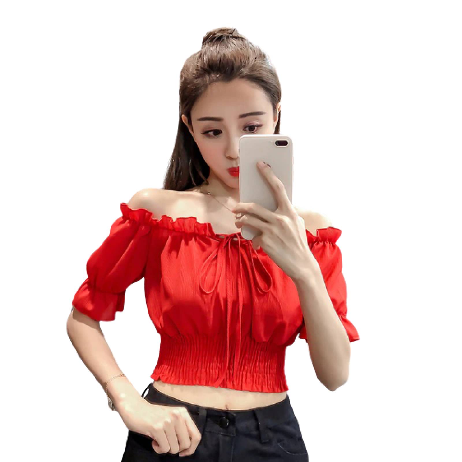 Blusa Para Mujer Hombros Descubiertos Manga Corta M-100