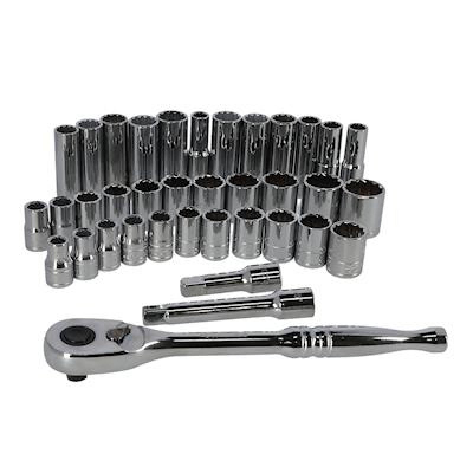 JUEGO DE HERRAMIENTAS MECÁNICAS 1/2 PULGADA ACERO HUSKY 37 PIEZAS 