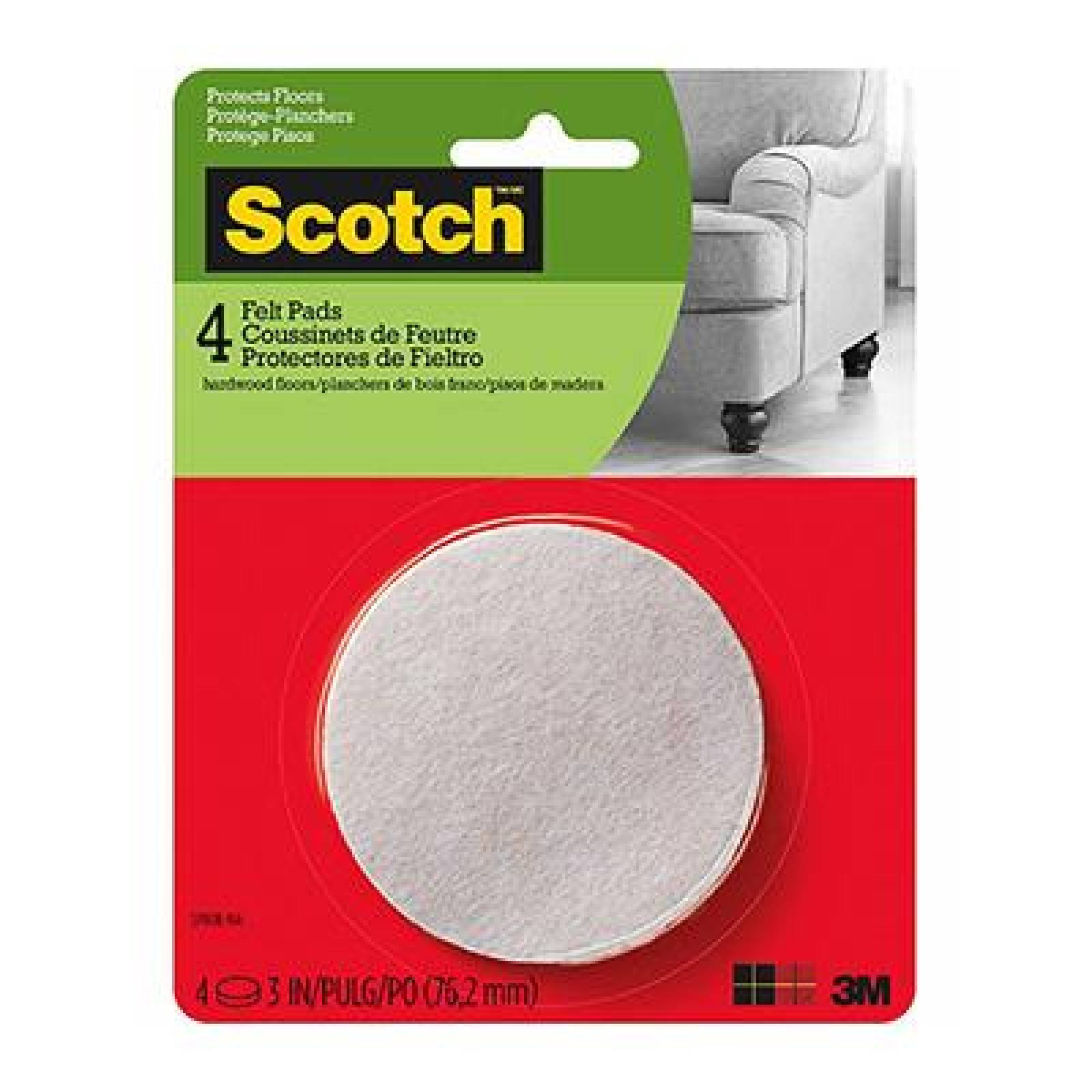 SCOTCH PROTECTORES DE FIELTRO REDONDO 4 PZAS 