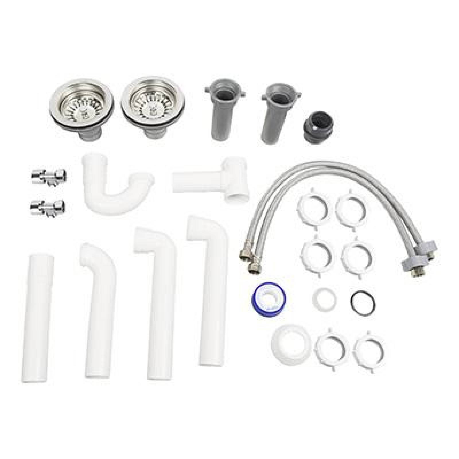 PAQUETE PARA INSTALACIÓN DE FREGADERO PARA 2 TARJAS 1/2 X 1/2 PULGADA BLANCO COFLEX