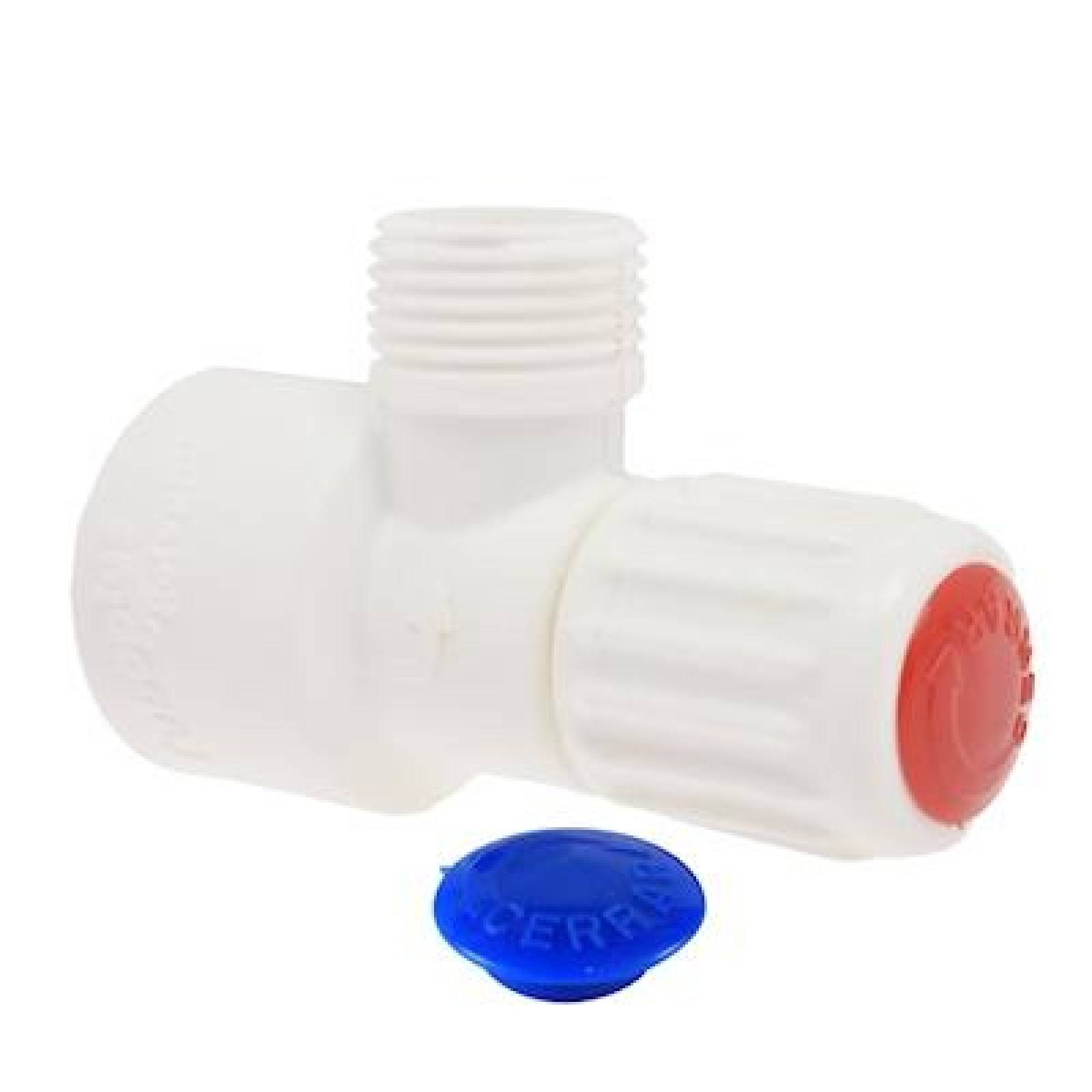 VALVULA ANGULAR ROSCABLE 1/4 DE VUELTA BLANCO ROTOPLAS