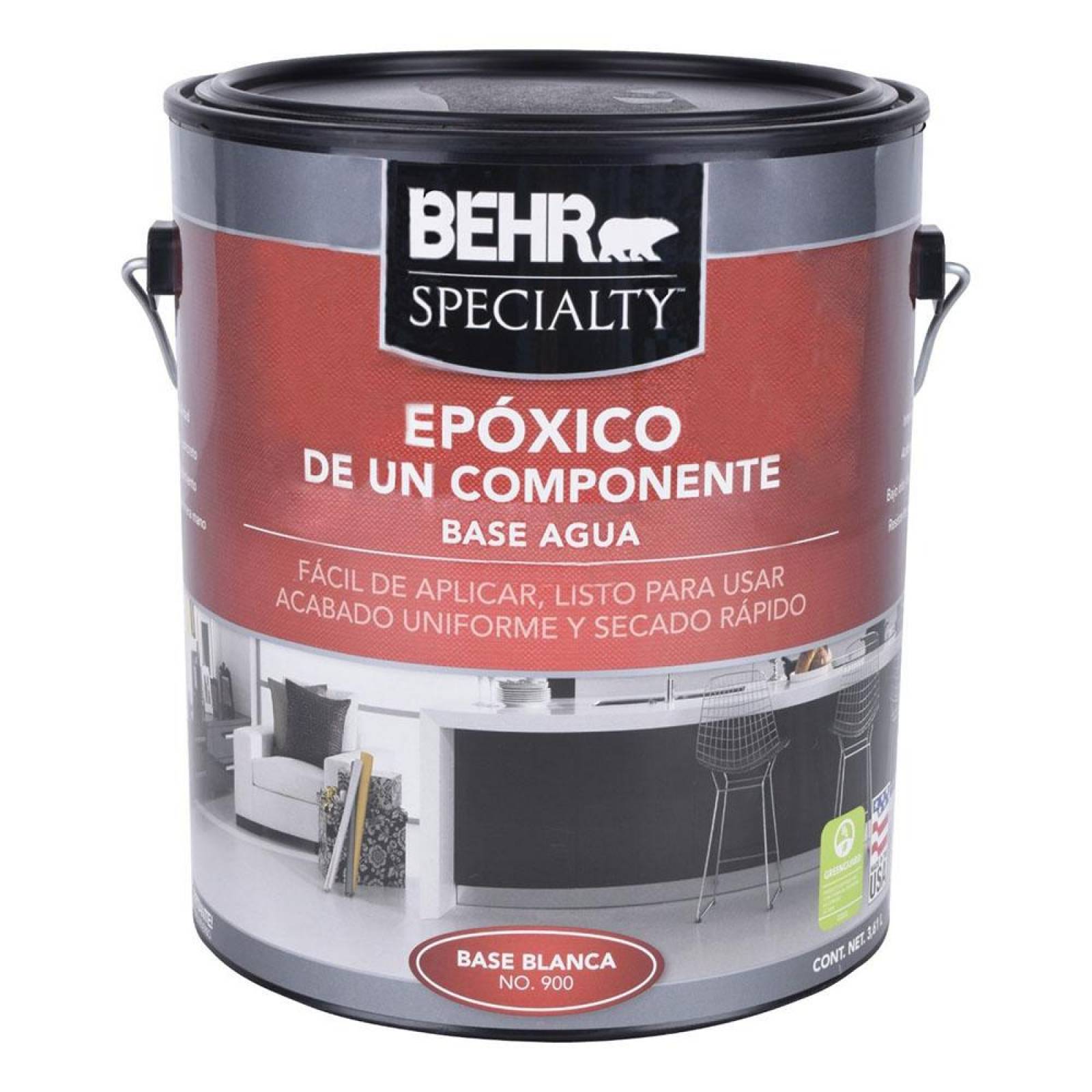 EPÓXICO DE UN COMPONENTE PARA INTERIOR Y EXTERIOR BEHR SPECIALITY DE 1 GALÓN SATINADO BASE BLANCO 