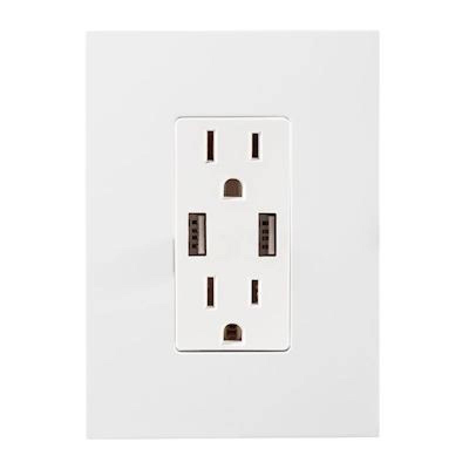 CONTACTO DUPLEX CON CARGADOR USB CON PLACA BLANCA ZENIT 