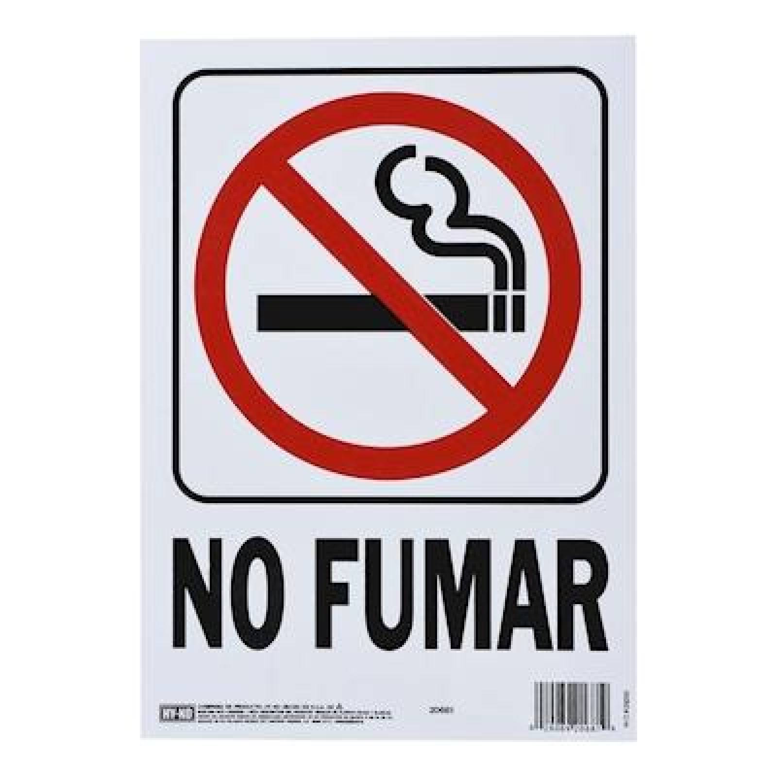 LETRERO NO FUMAR DE 30.2 X 21.7 CM BLANCO