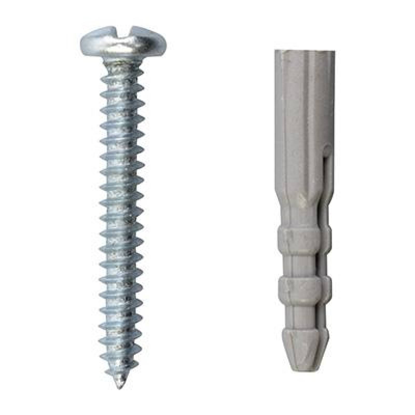 TAQUETE CON TORNILLO DE 3/16 DE PULGADA GRIS 5 PIEZAS 