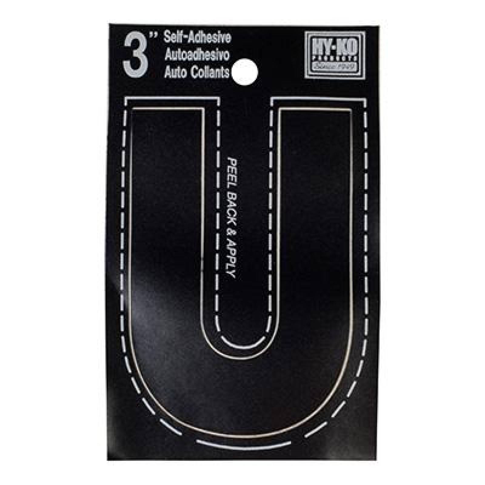 LETRA U DE VINILO 7.62 CM 