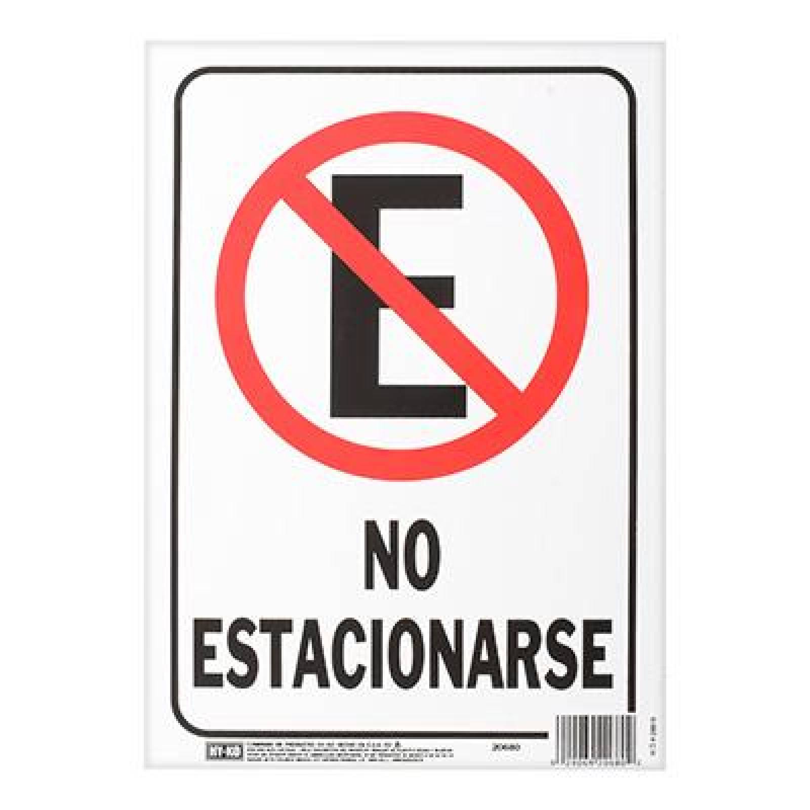 LETRERO DE PLÁSTICO DE NO ESTACIONARSE 