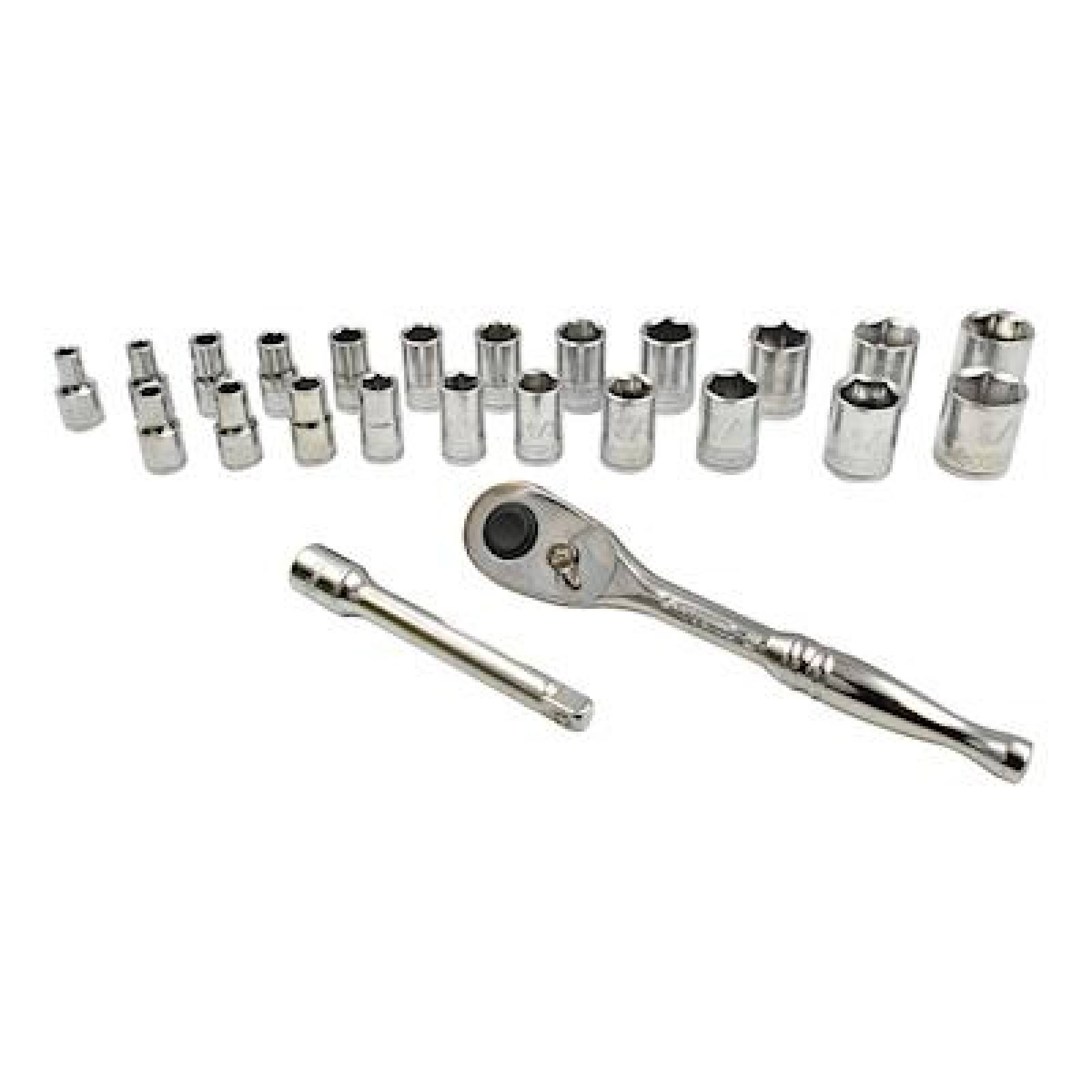 JUEGO DE MATRACA Y DADOS DE 1/4 DE PULGADA METAL 24 PIEZAS 