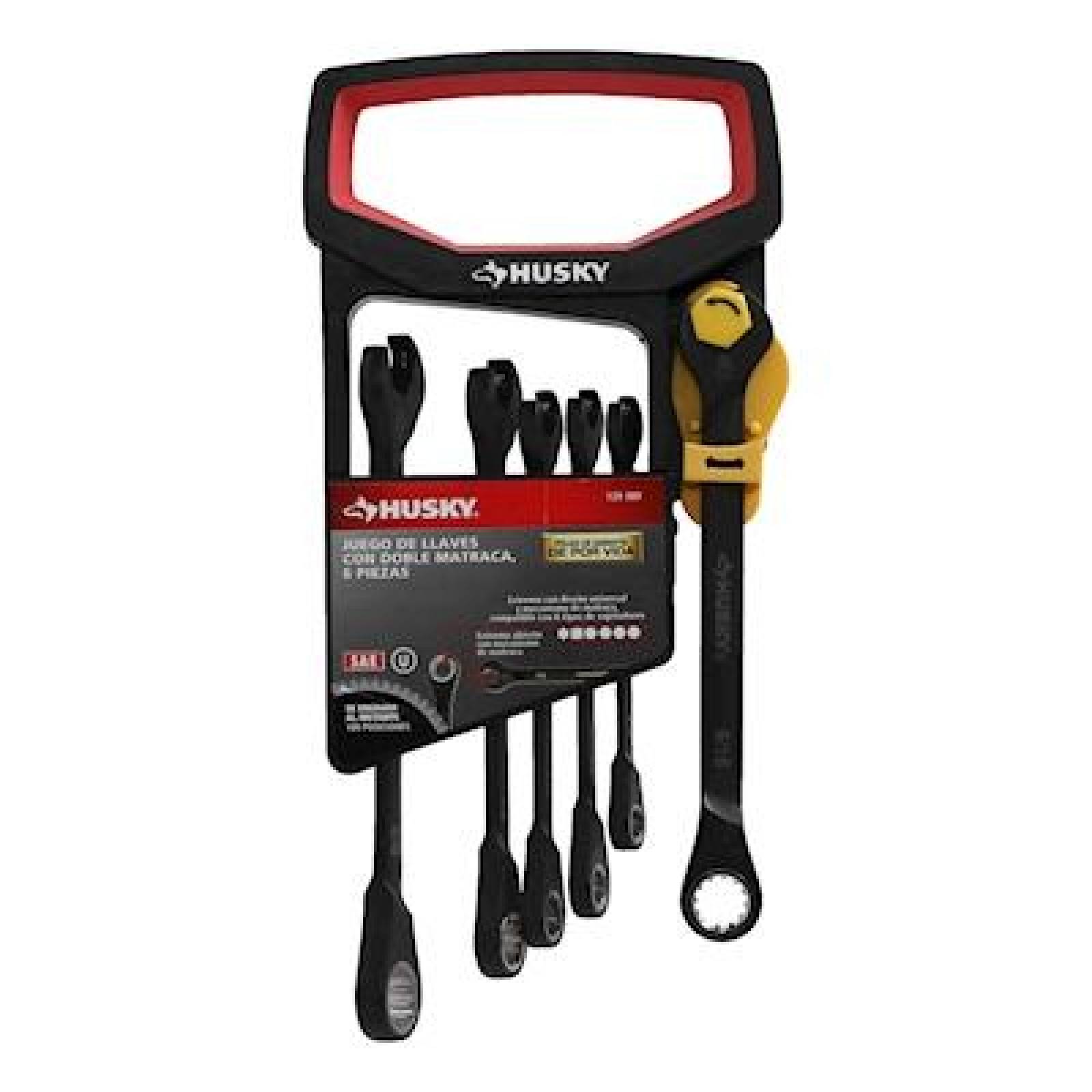 JUEGO DE LLAVES CON DOBLE MATRACA ACERO HUSKY 6 PIEZAS 