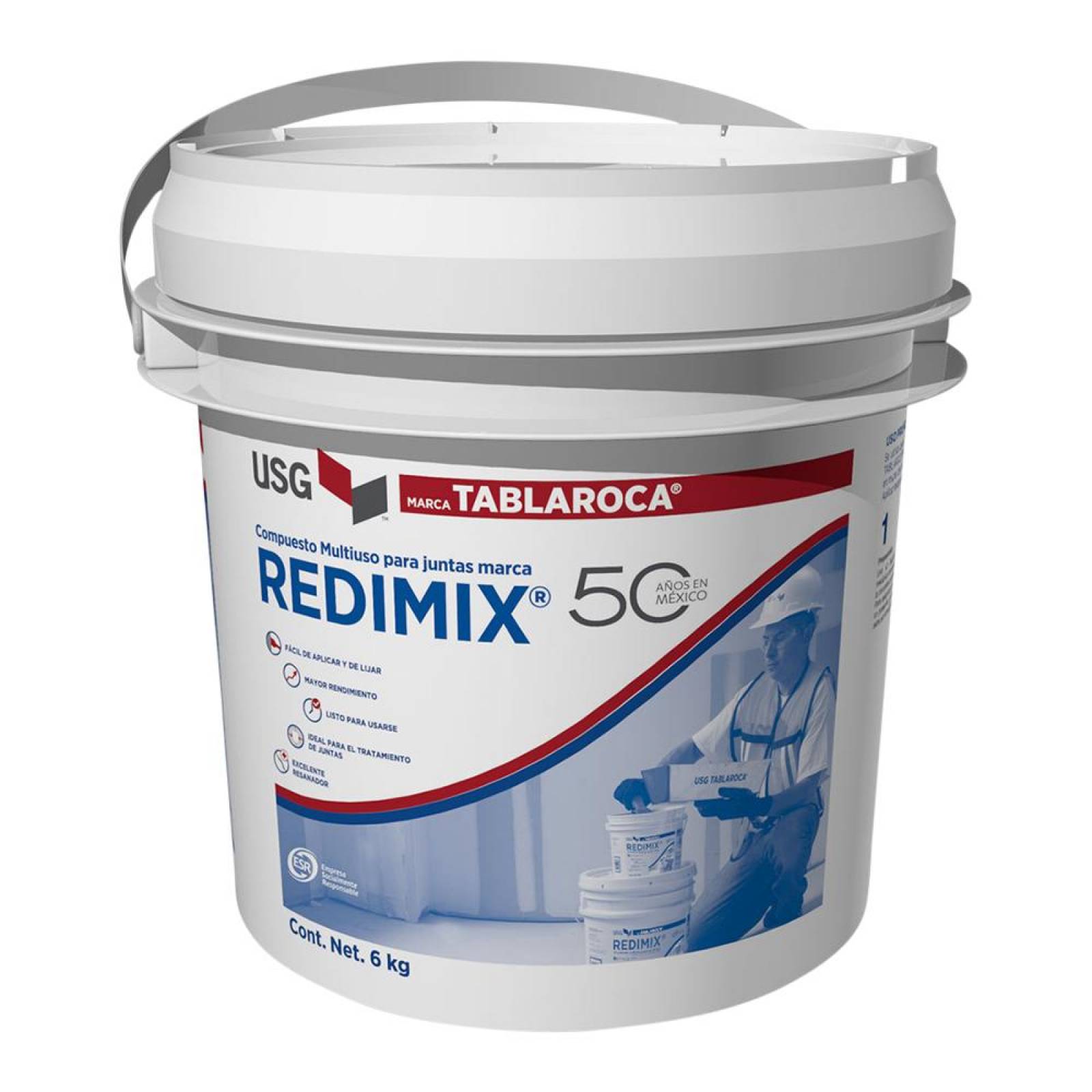 Compuesto Multiuso Para Juntas Marca Redimix Cubeta 6kg 
