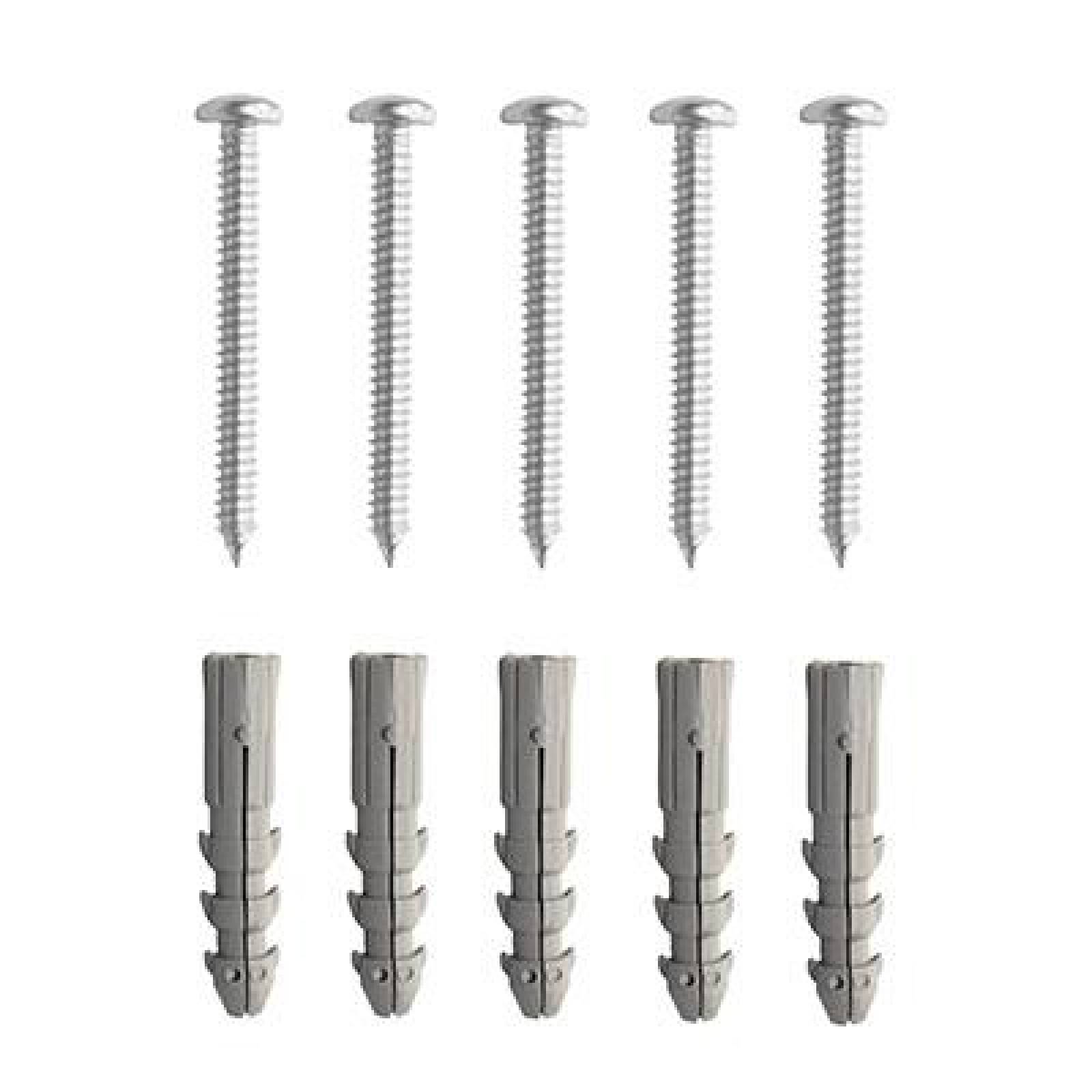 TAQUETE PLÁSTICO CON TORNILLOS DE 3/8 DE PULGADA GRIS CON 5 PIEZAS 