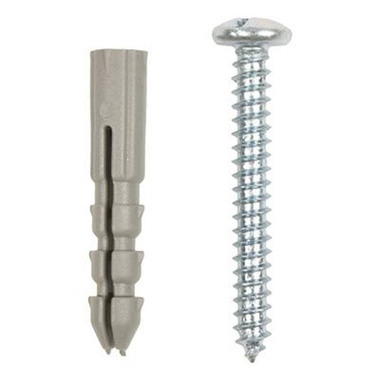 TAQUETE CON TORNILLO DE 1/4 DE PULGADA .002 KG GRIS 100 PIEZAS