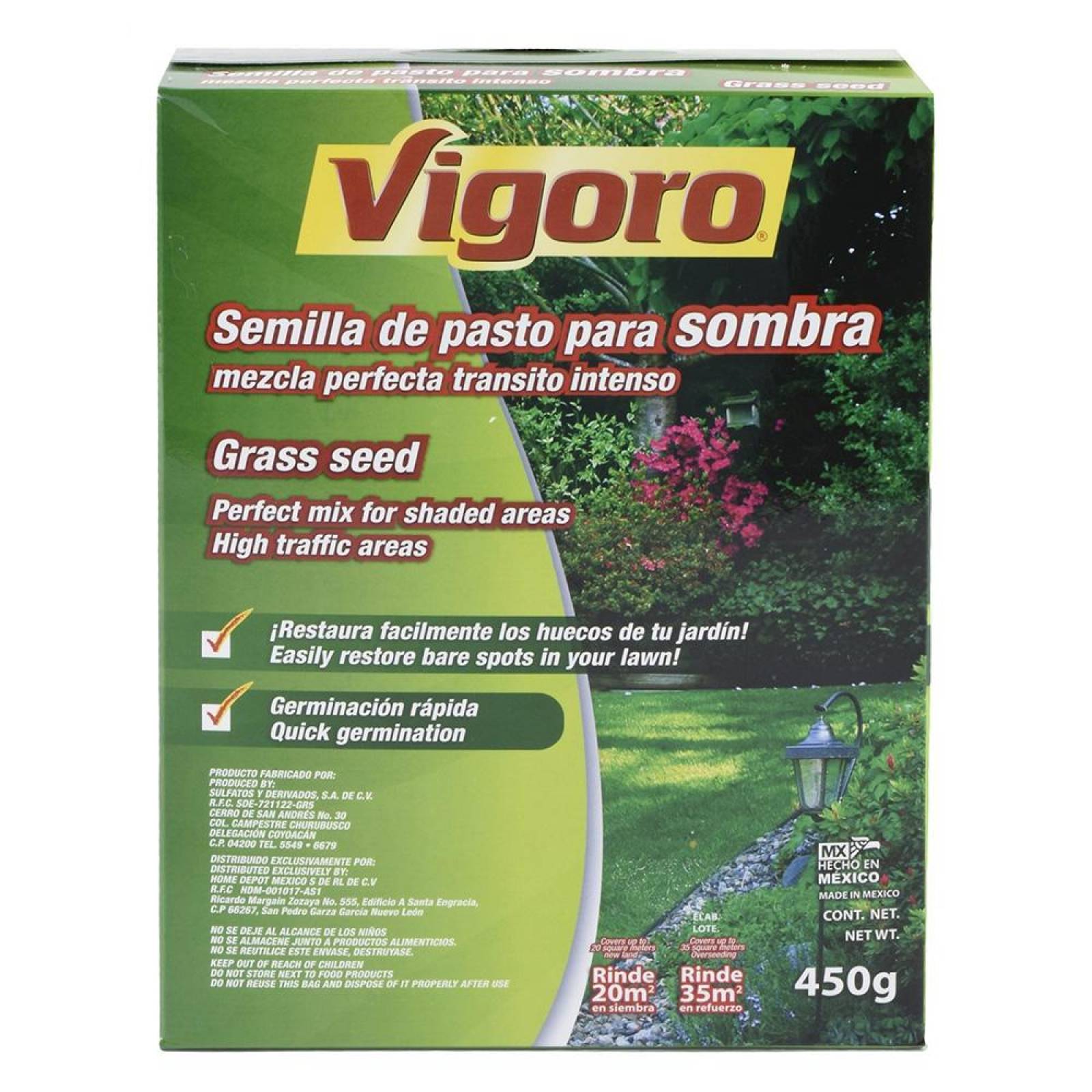 SEMILLA DE PASTO PARA SOMBRA DE 450 GR VIGORO 