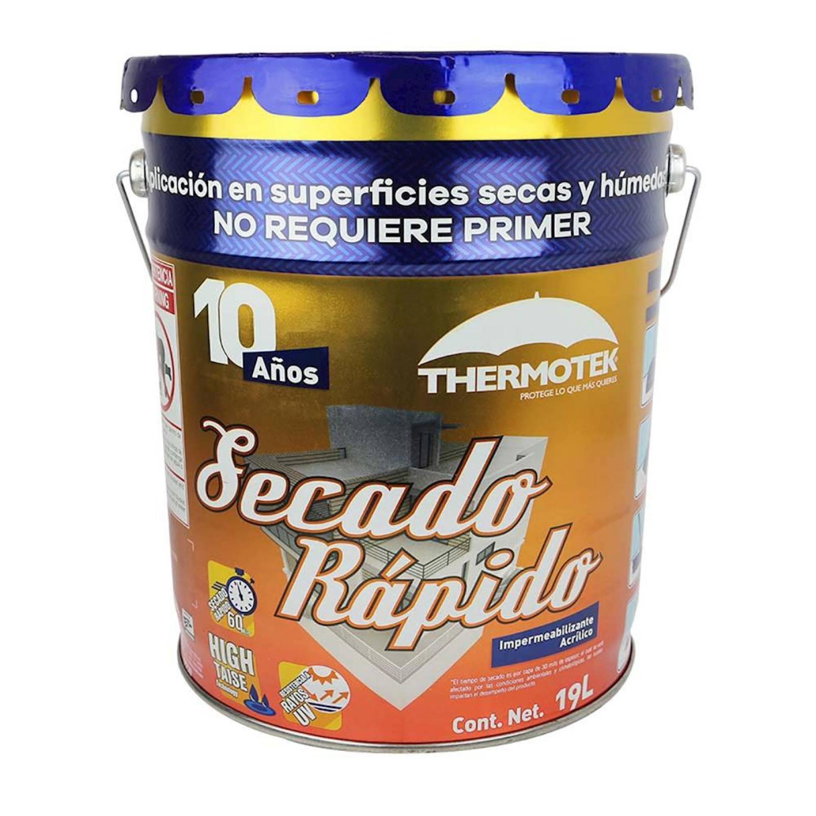 Impermeabilizante Acrílico Secado Rápido Blanco 10 Años 19 L 