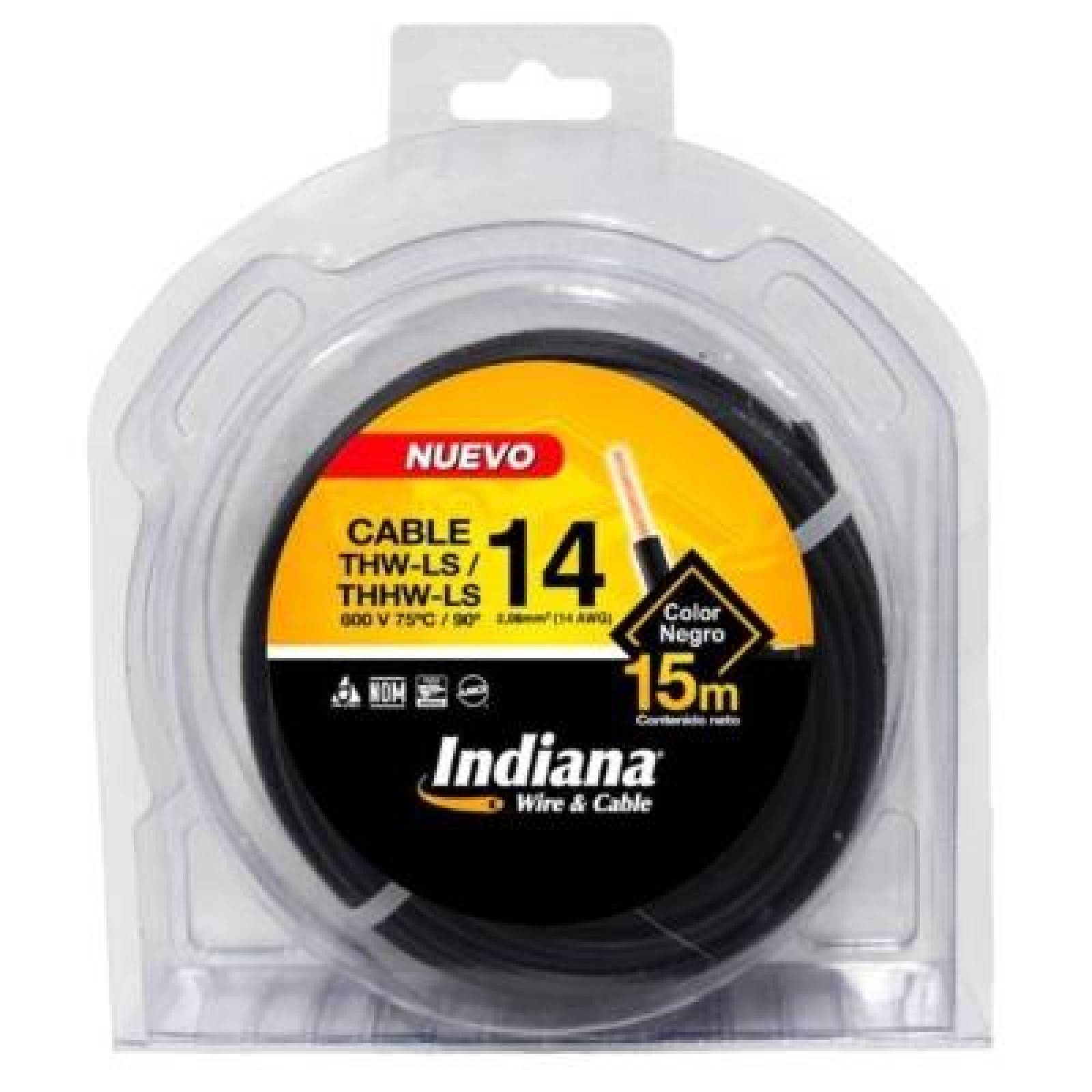 CABLE THW-LS CALIBRE 14 NEGRO ROLLO DE 15 M INDIANA 