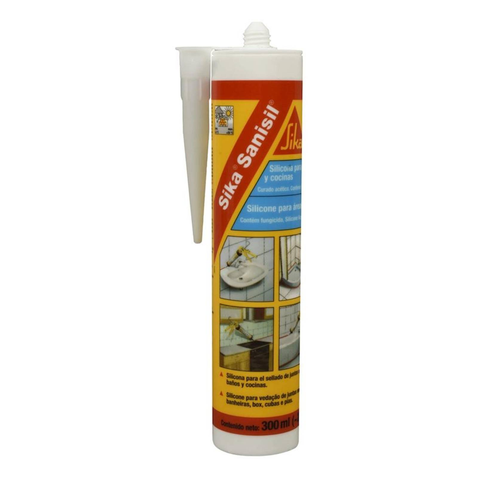 SILICONA PARA BAÑOS Y COCINAS SIKA SANISIL TRANSPARENTE 300 ML 