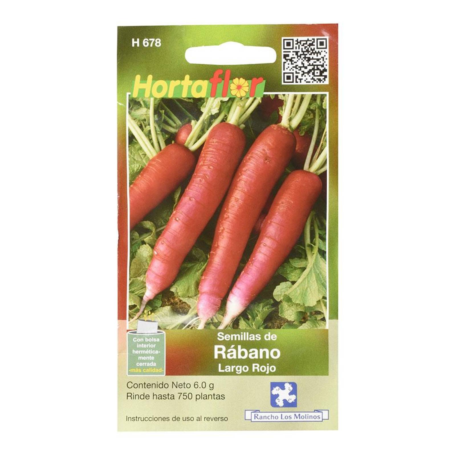 SEMILLAS RÁBANO LARGO 6 GR ROJO HORTAFLOR 