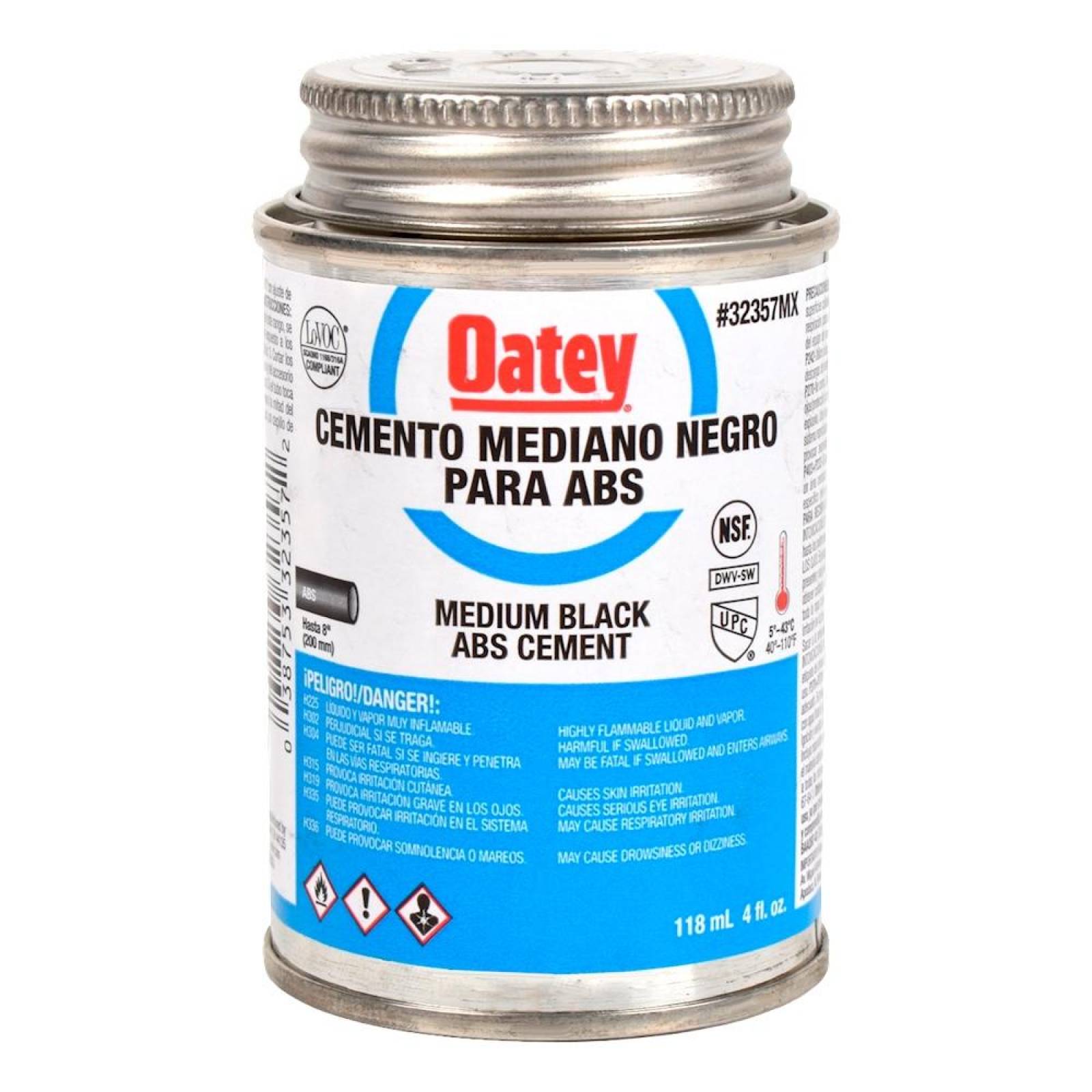 CEMENTO PARA PLÁSTICO ABS 118 ML NEGRO OATEY 