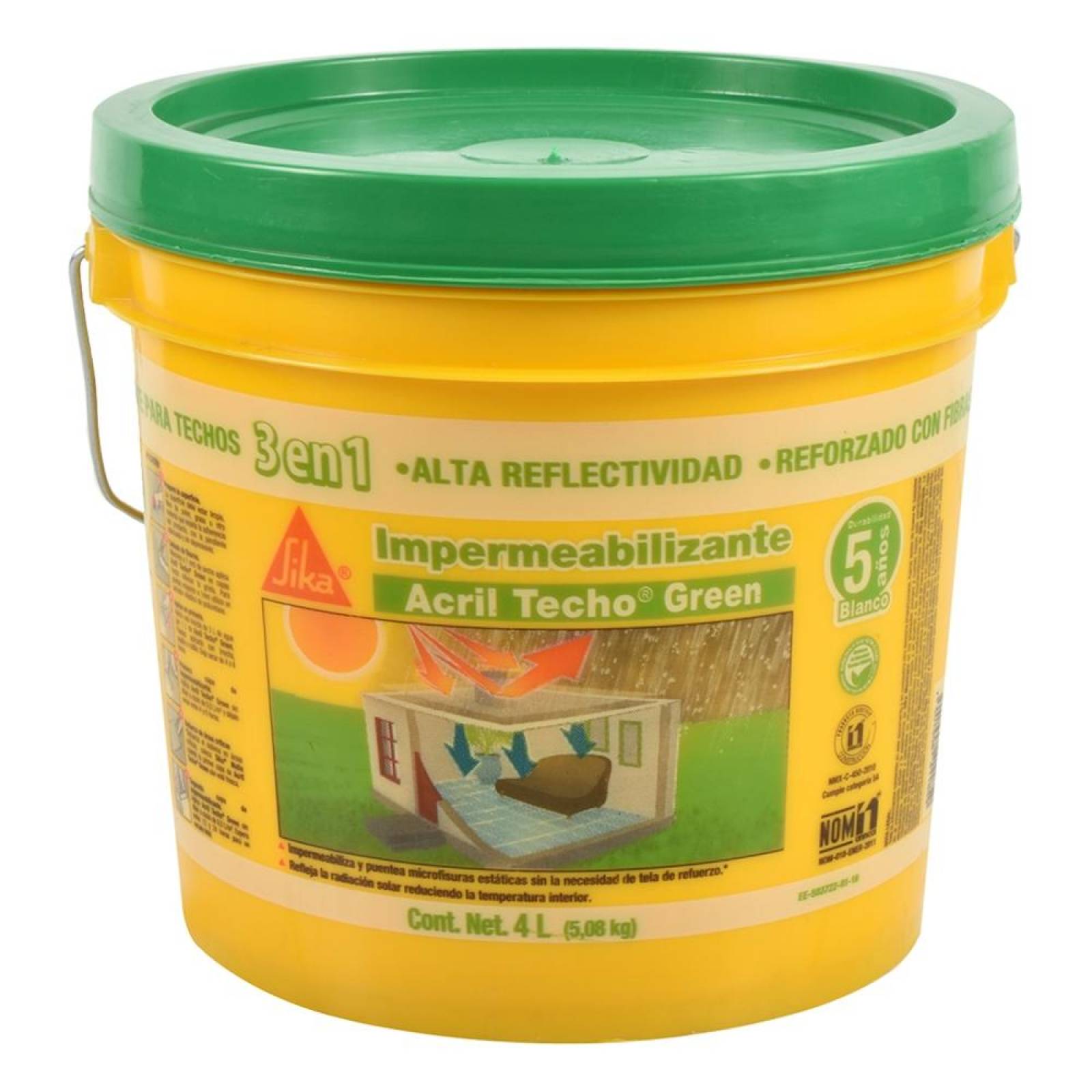 IMPERMEABILIZANTE ACRÍLICO Y AISLANTE TÉRMICO BLANCO 5 AÑOS 4 L