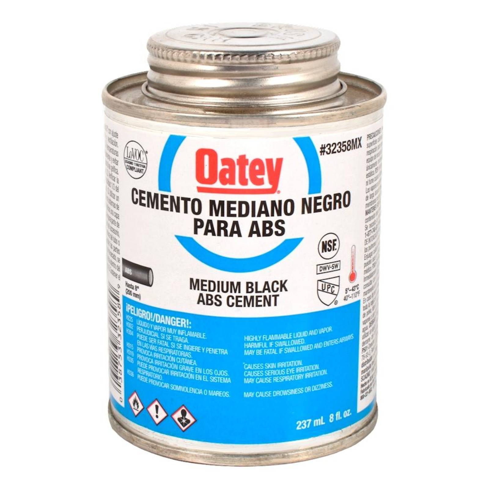 CEMENTO PARA PLÁSTICO ABS 237 ML NEGRO OATEY 