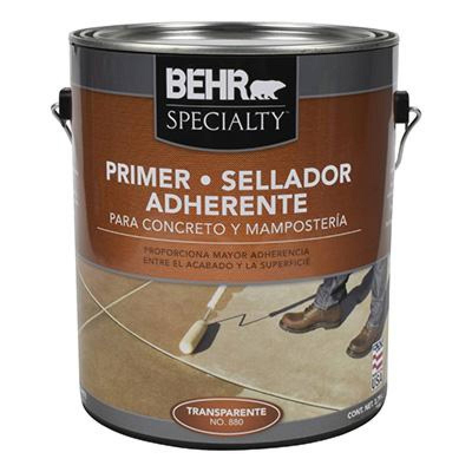 PRIMER SELLADOR PARA CONCRETO Y MAMPOSTERÍA INTERIOR Y EXTERIOR BEHR SPECIALTY 3.79 L TRANSPARENTE