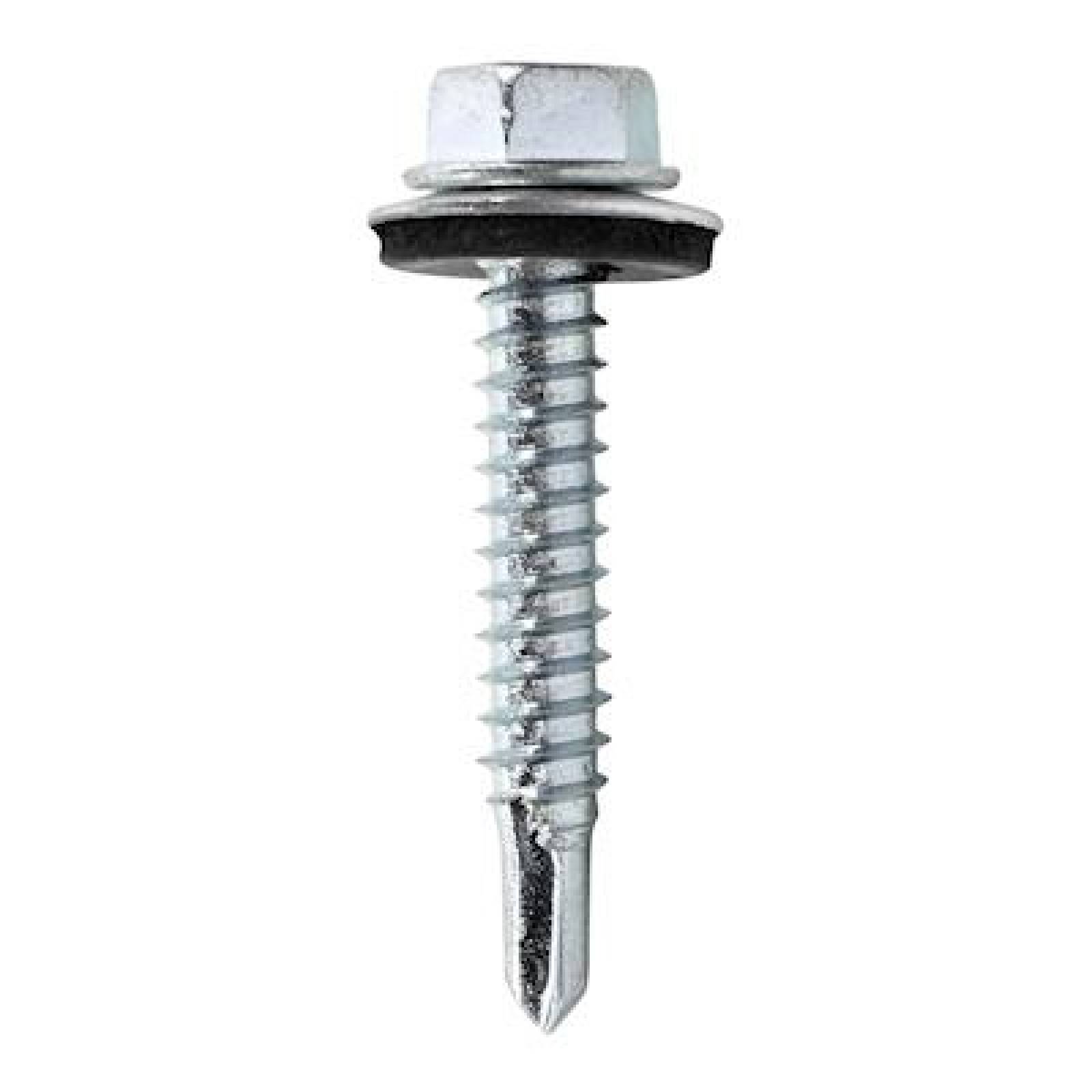 TORNILLO HEXAGONAL AUTOPERFORANTE CON RONDANA DE 1 1/2 PULGADA PLATA 20 PIEZAS 