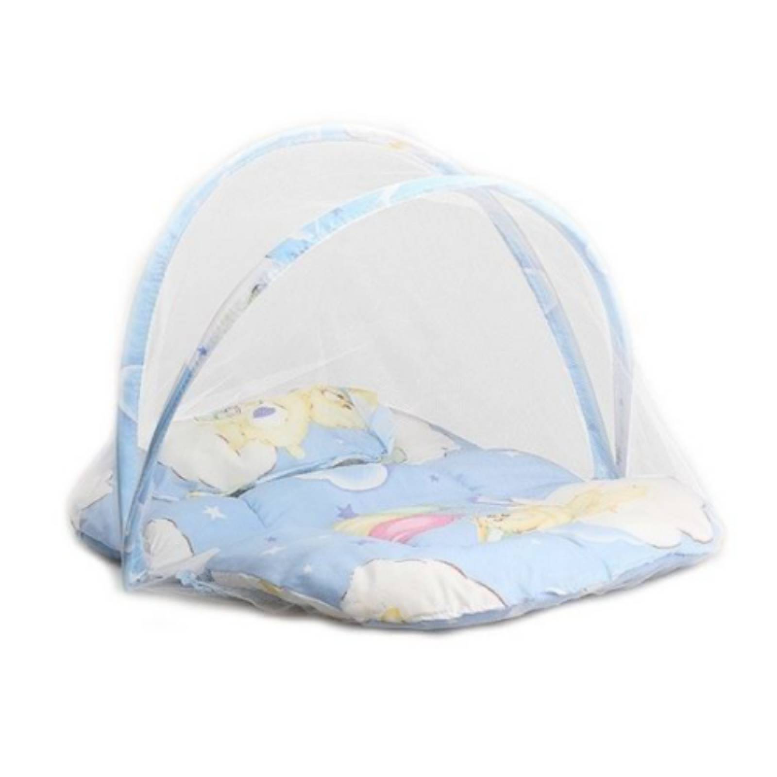 Cuna Cama Plegable Para Bebe Con Mosquitera V-126 Azul