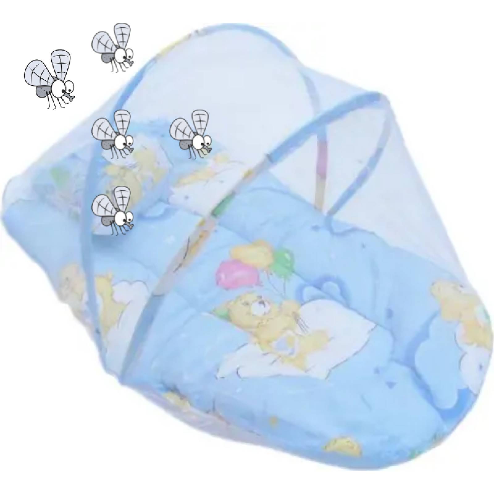 Cuna Cama Plegable Para Bebe Con Mosquitera V-126 Azul