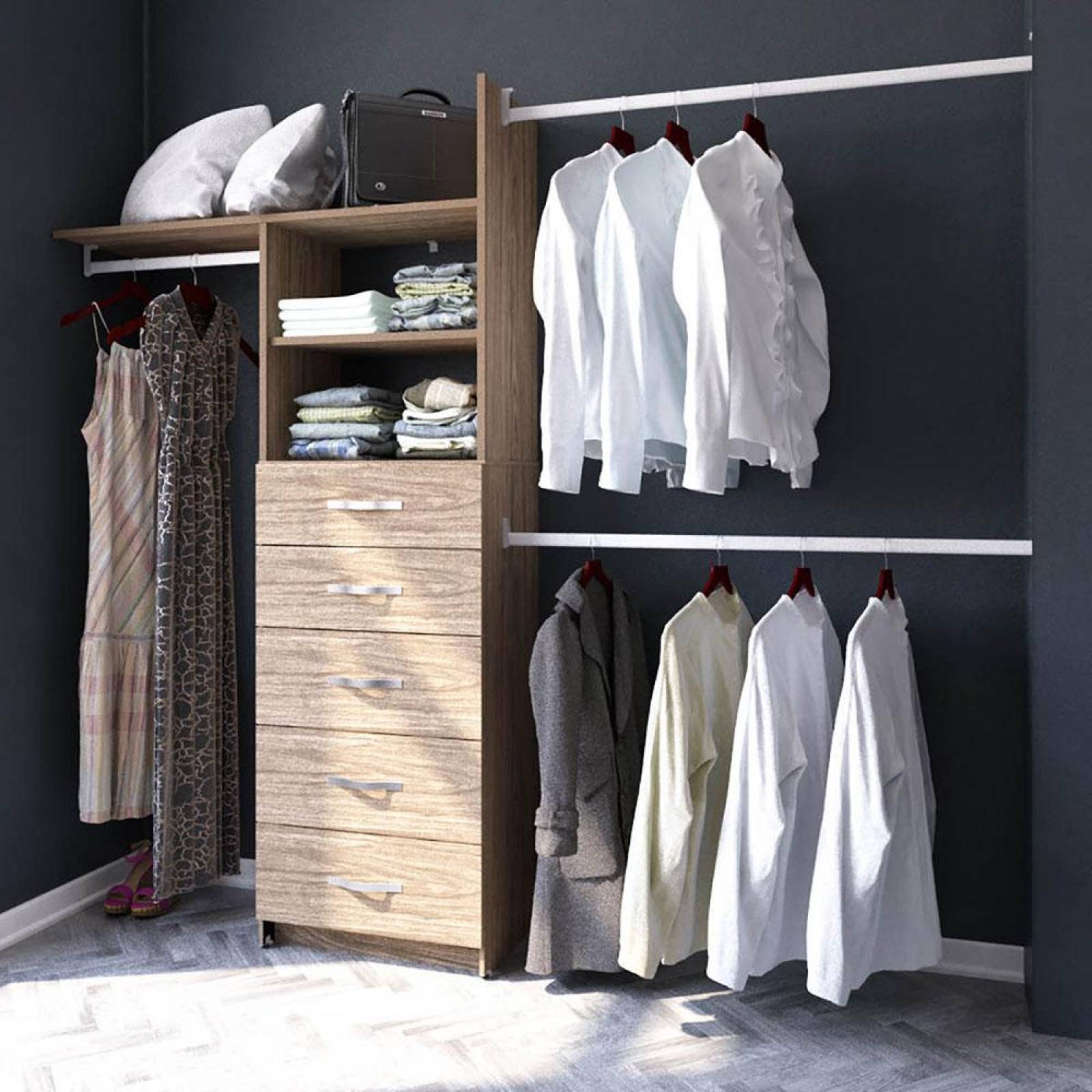CLOSET PLAYCON SUPREMO 5 CAJONES ROBLE TEXTURIZADO