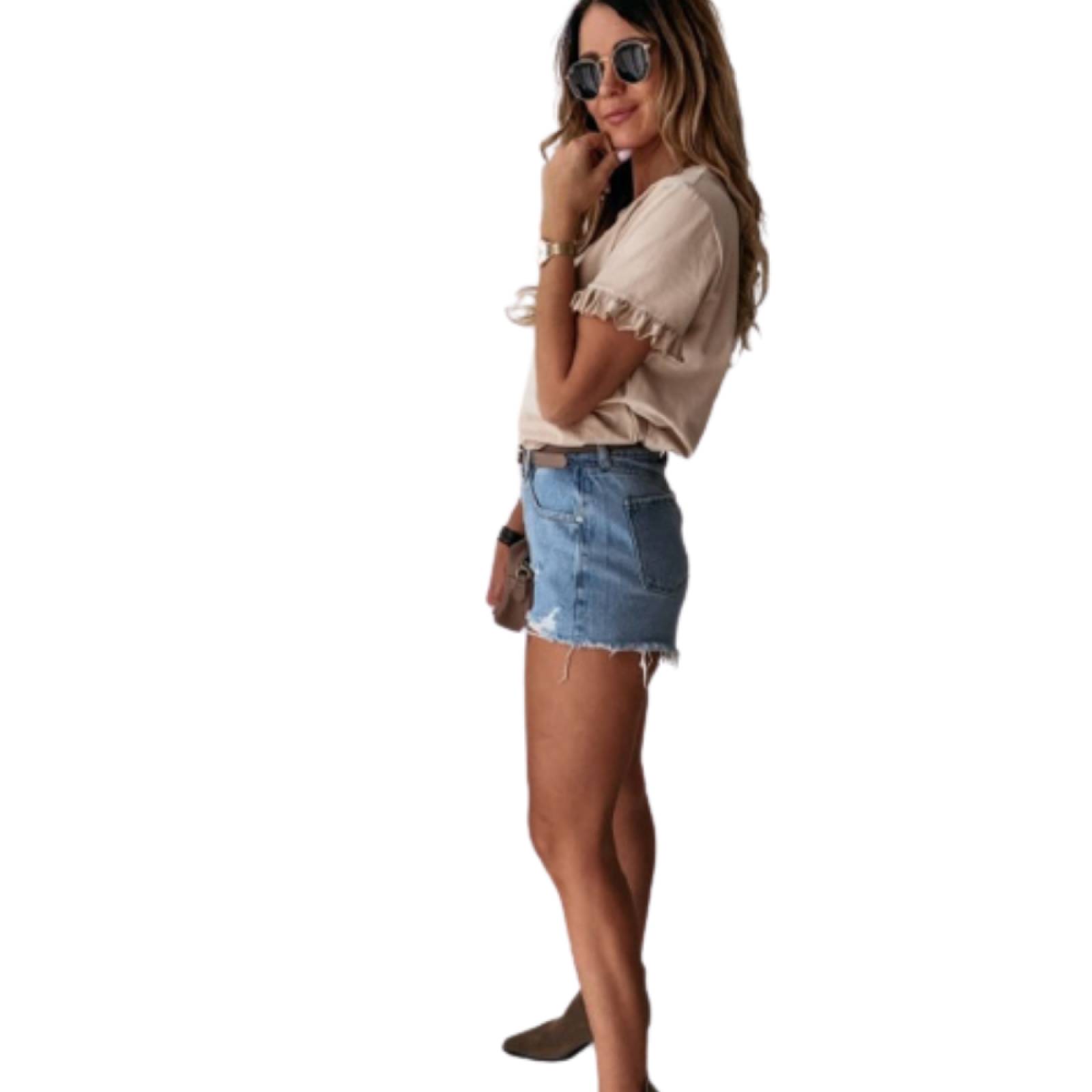 Blusa Casual Oficina Con Volantes Para Mujer M-015 