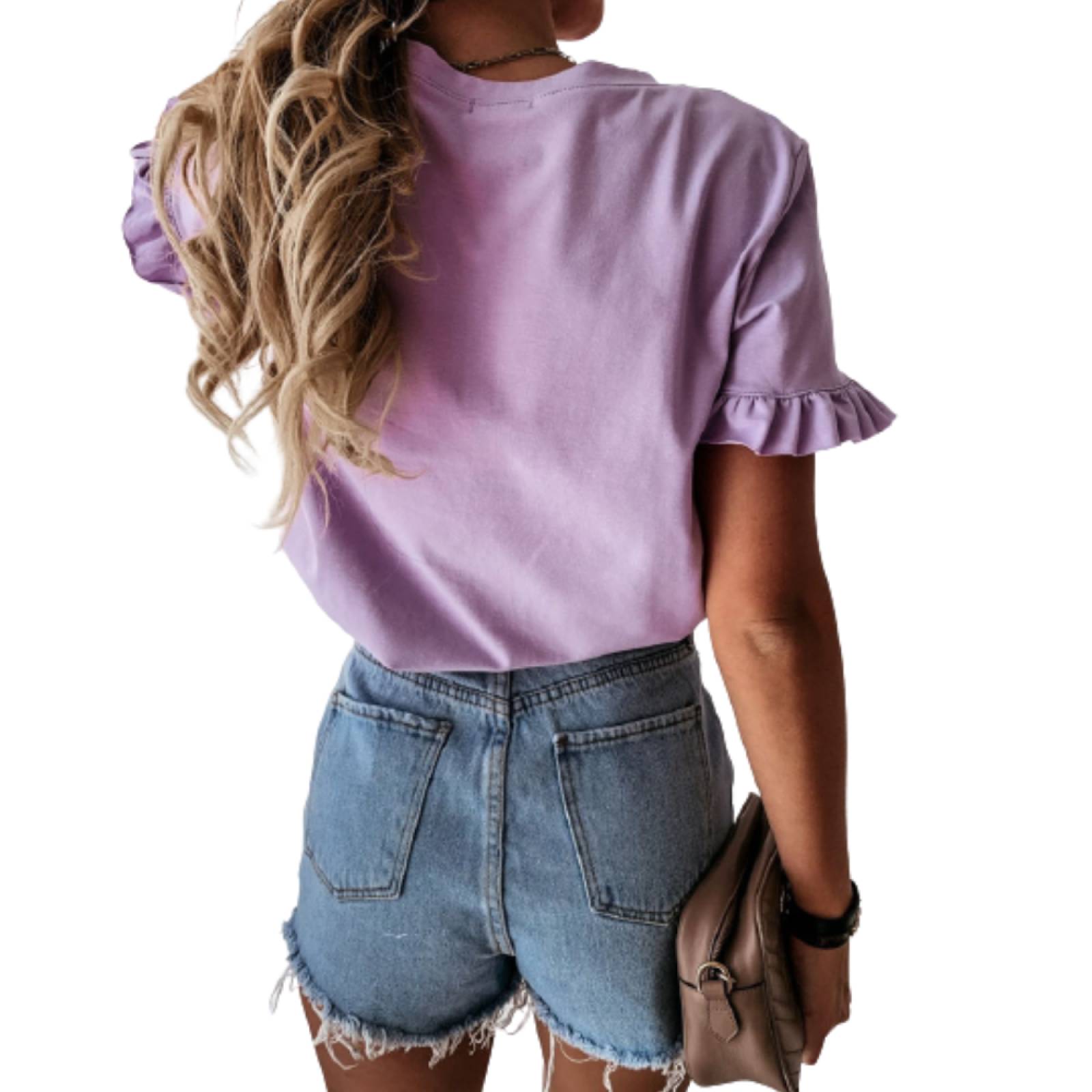 Blusa Casual Oficina Con Volantes Para Mujer M-015 