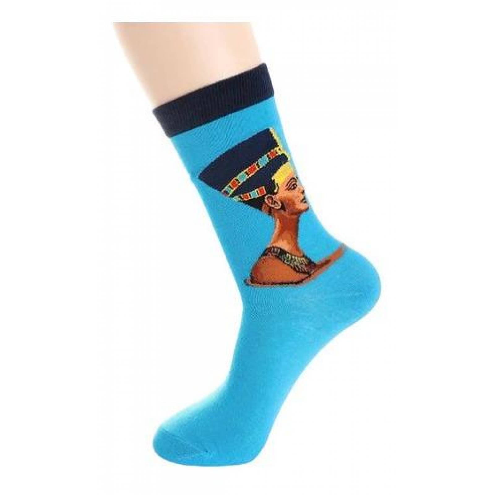 Calcetines Obras De Arte Unisex Pintura Escultura Mpb-257 Nefertiti Azul