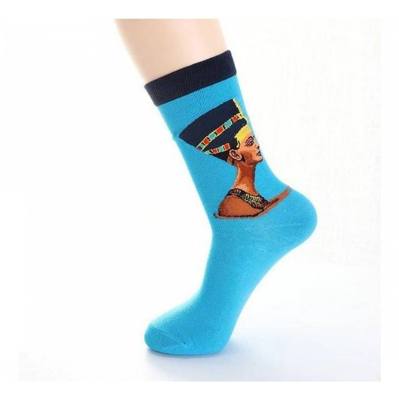 Calcetines Obras De Arte Unisex Pintura Escultura Mpb-257 Nefertiti Azul