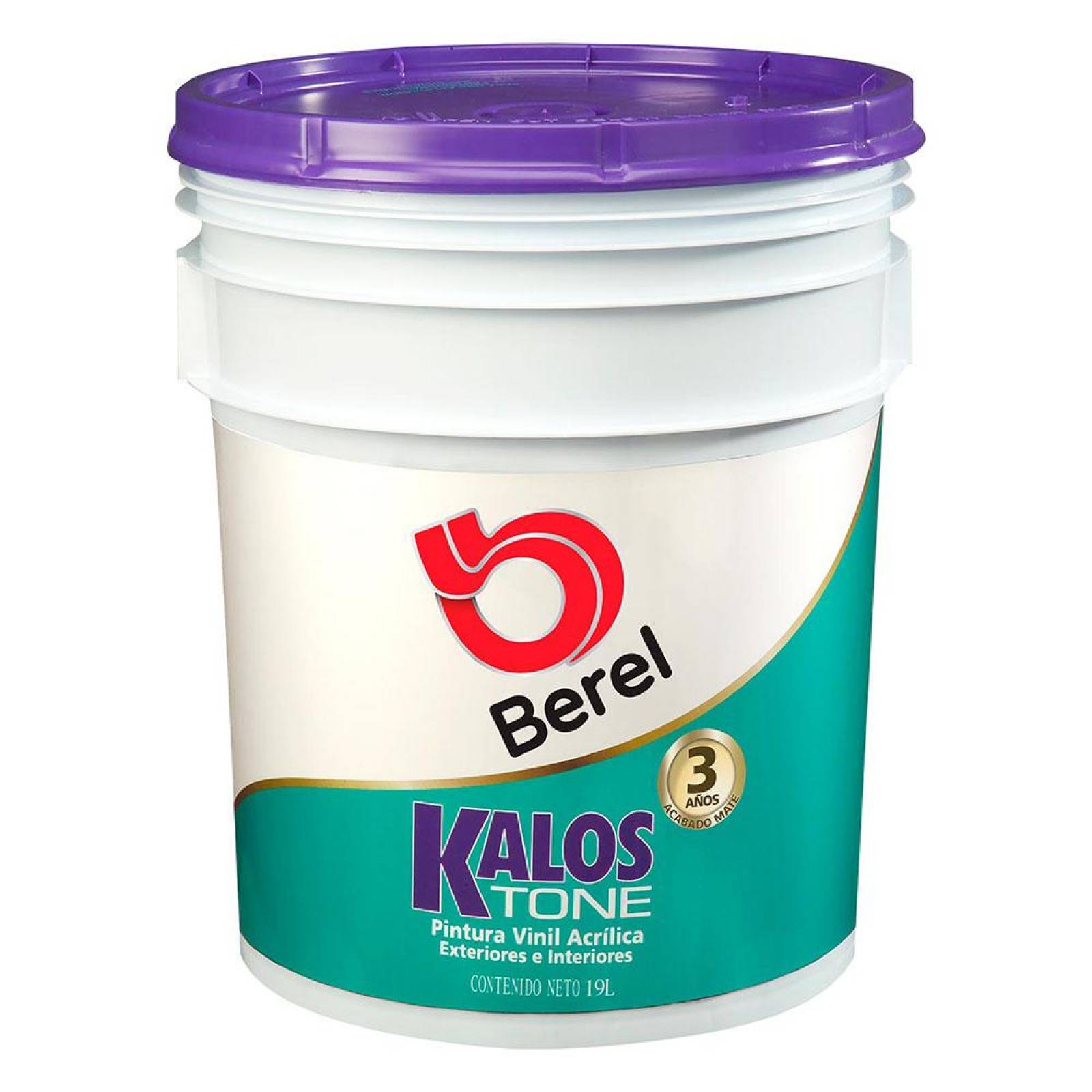 PINTURA ACRÍLICA PARA INTERIOR Y EXTERIOR BEREL KALOS TONE DE 19 LITROS MATE 