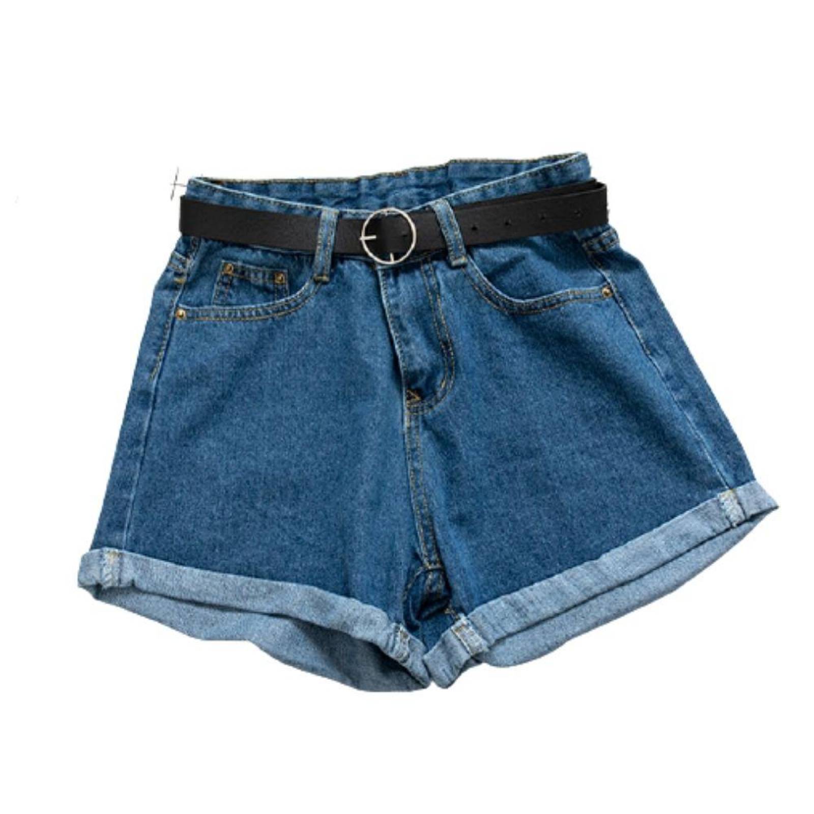 Short Vintage Para Mujer A La Cintura Con Cinturón Gratis M-004 