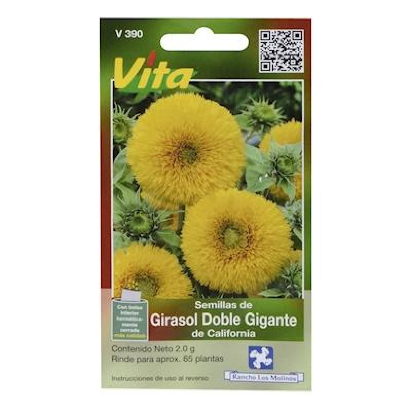 SEMILLAS DE GIRASOL DOBLE GIGANTE DE CALIFORNIA 2.0 GR AMARILLO VITA 