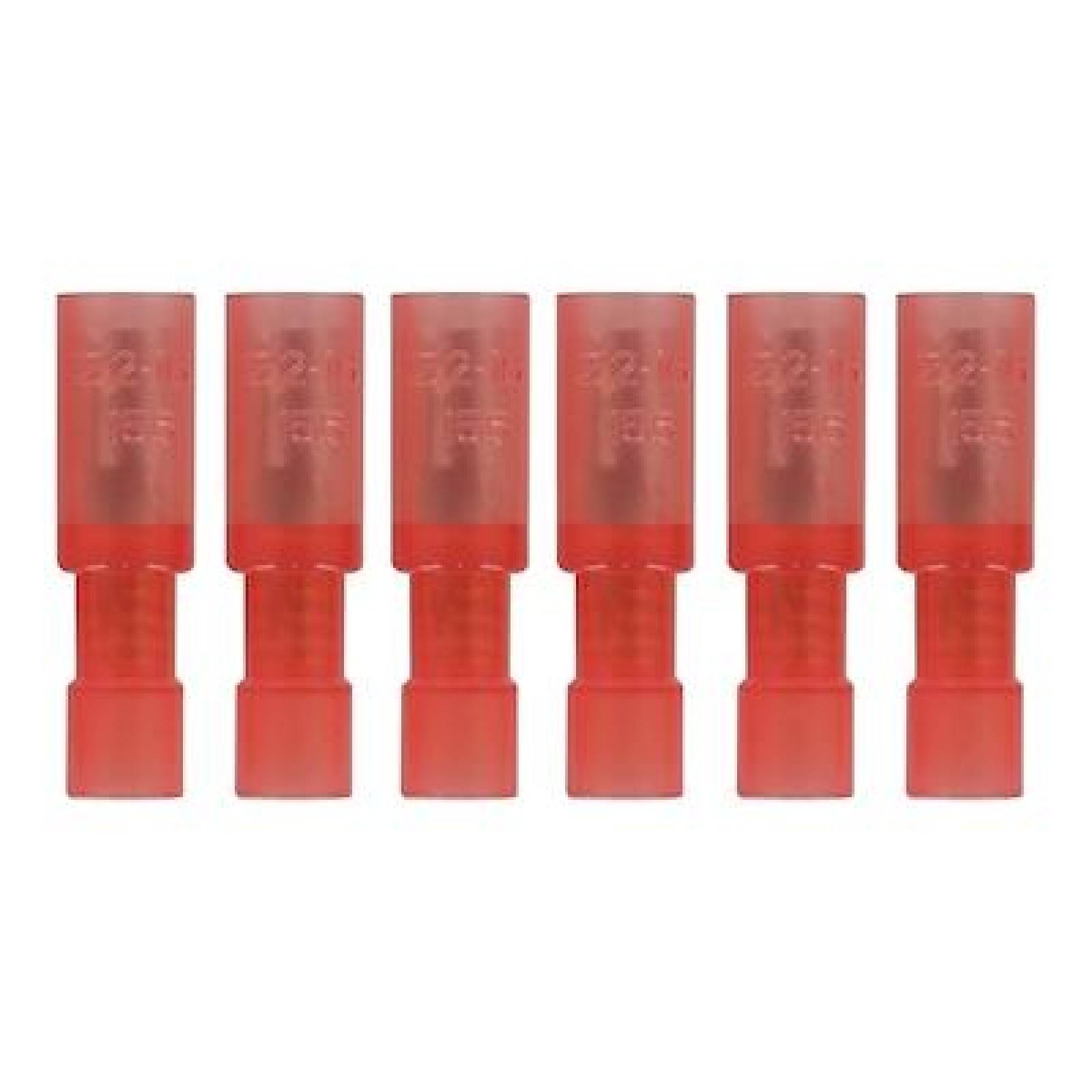 DESCONEXIÓN DE CLAVIJA HEMBRA 22 A 16 AWG ROJO 6 PIEZAS 
