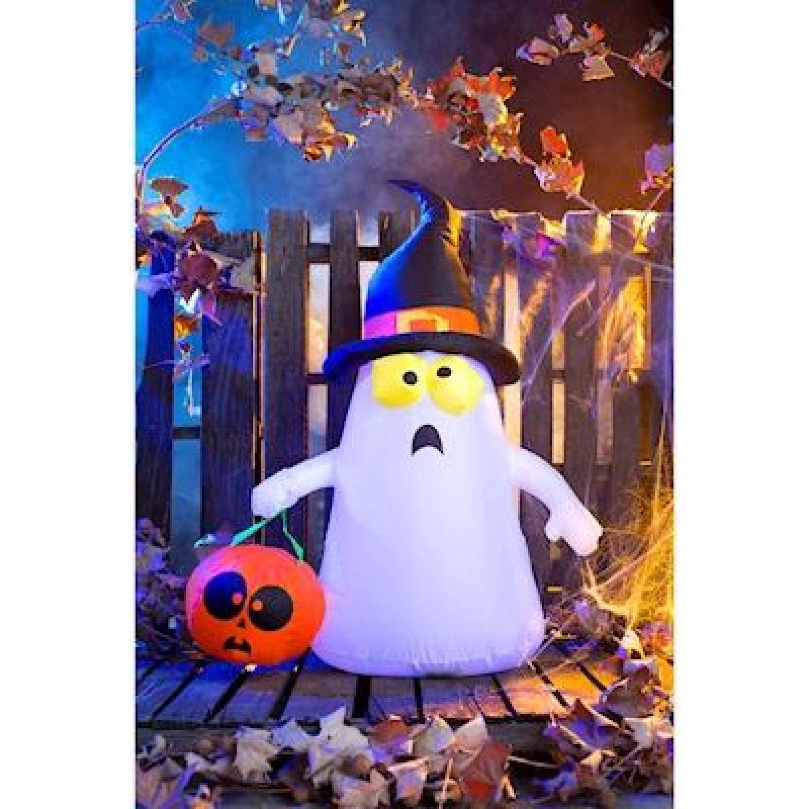 INFLABLE HALLOWEEN CON ILUMINACIÓN LED 107 CM FANTASMA 
